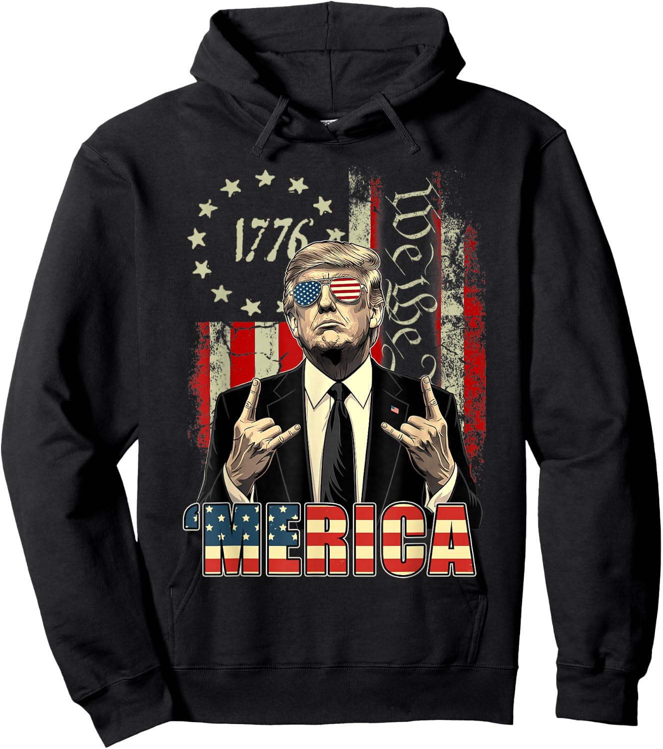 Merica 250 American Years 1776 2026 Trump 250th Anniversary Hoodie - Hoodie | Black