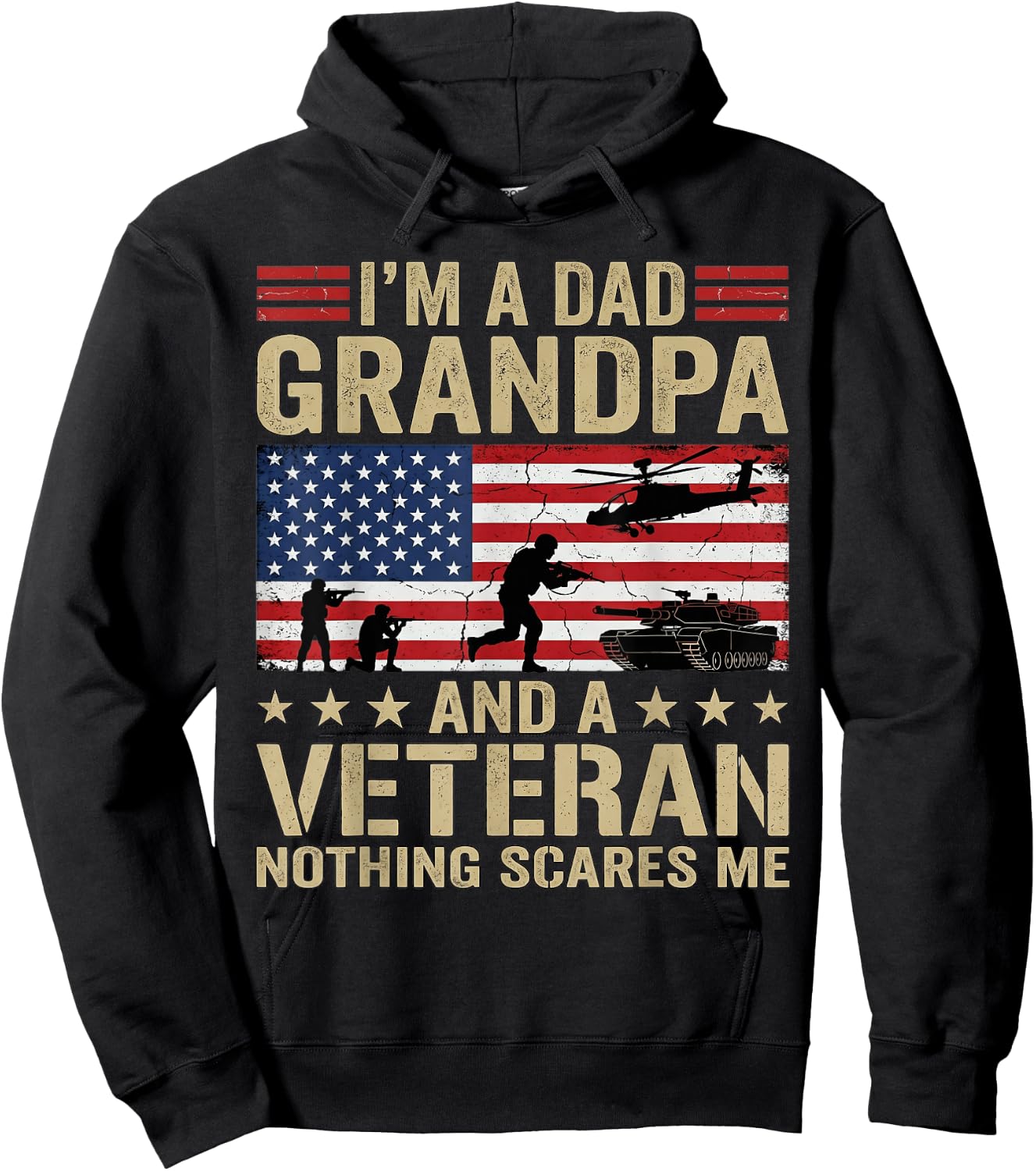 I'm A Dad Grandpa and Veteran Funny Dad Grandpa Veteran Hoodie - Hoodie | Black