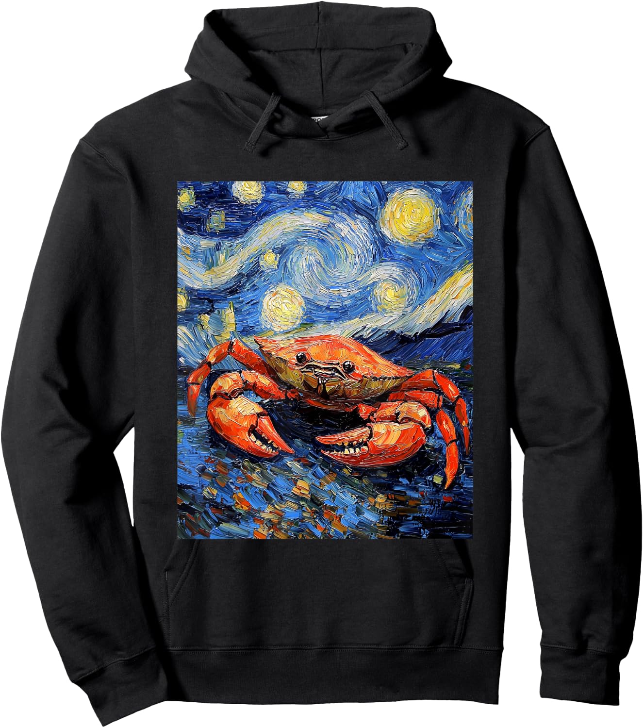 Crab Sea Van Gogh Style Starry Night Graphic Hoodie - Hoodie | Black