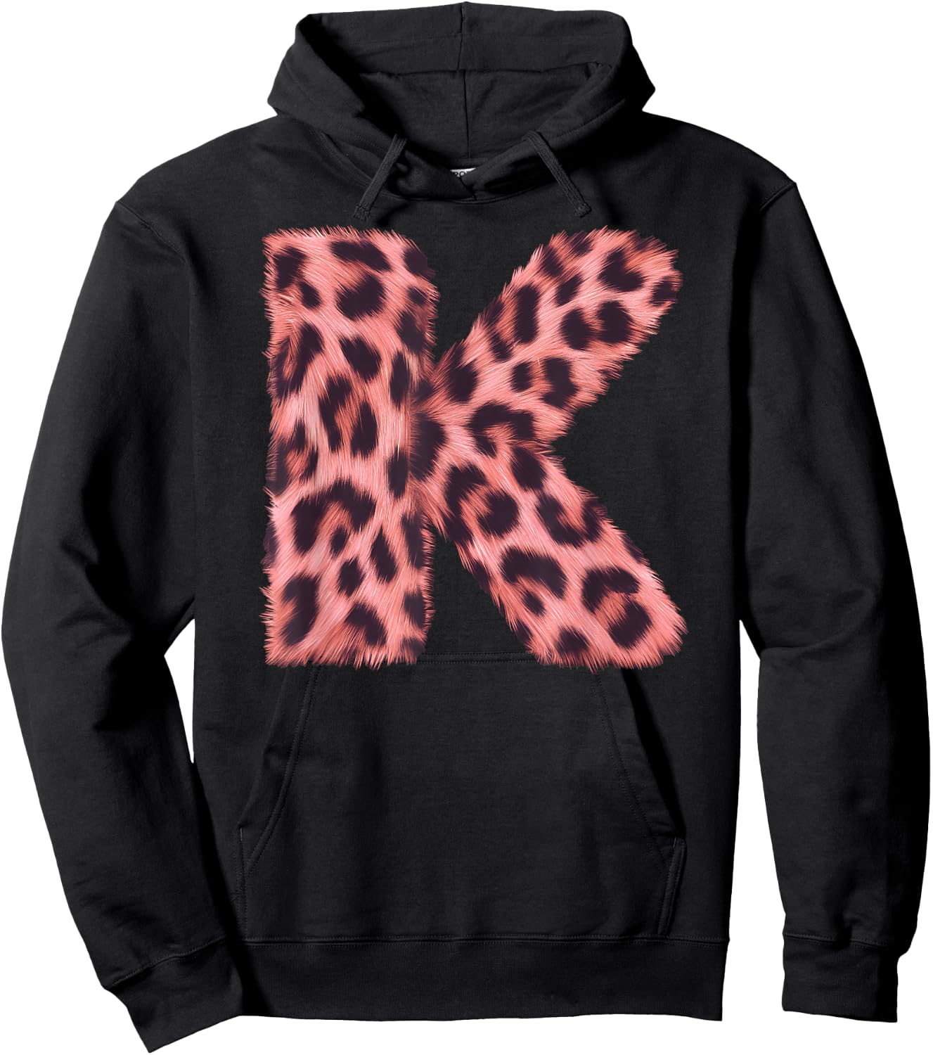Letter K Cheetah Leopard Print Pink Initial Zebra Matching Hoodie - Hoodie | Black