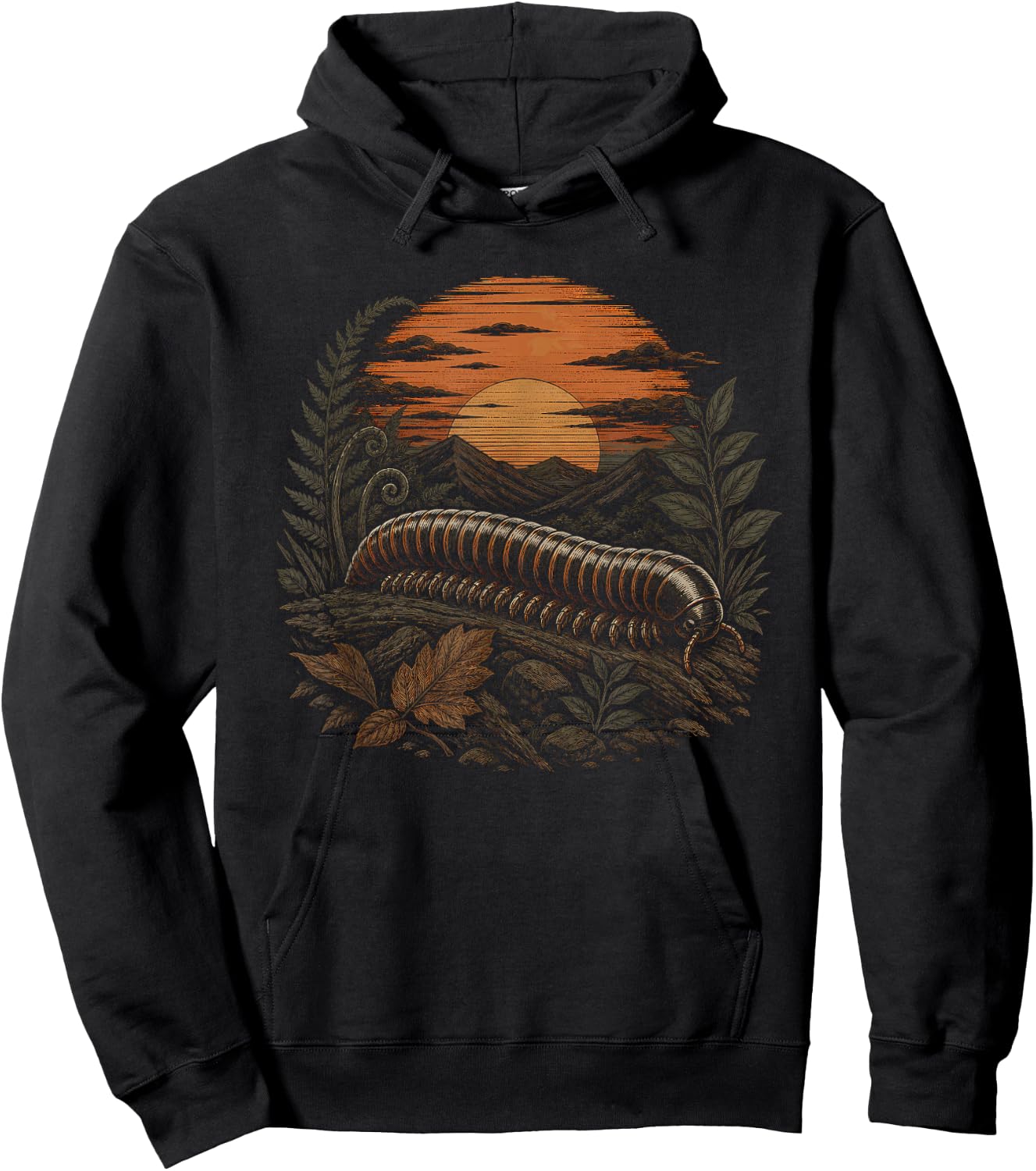 Retro Millipede Graphic Artwork Design Hoodie - Hoodie | Black