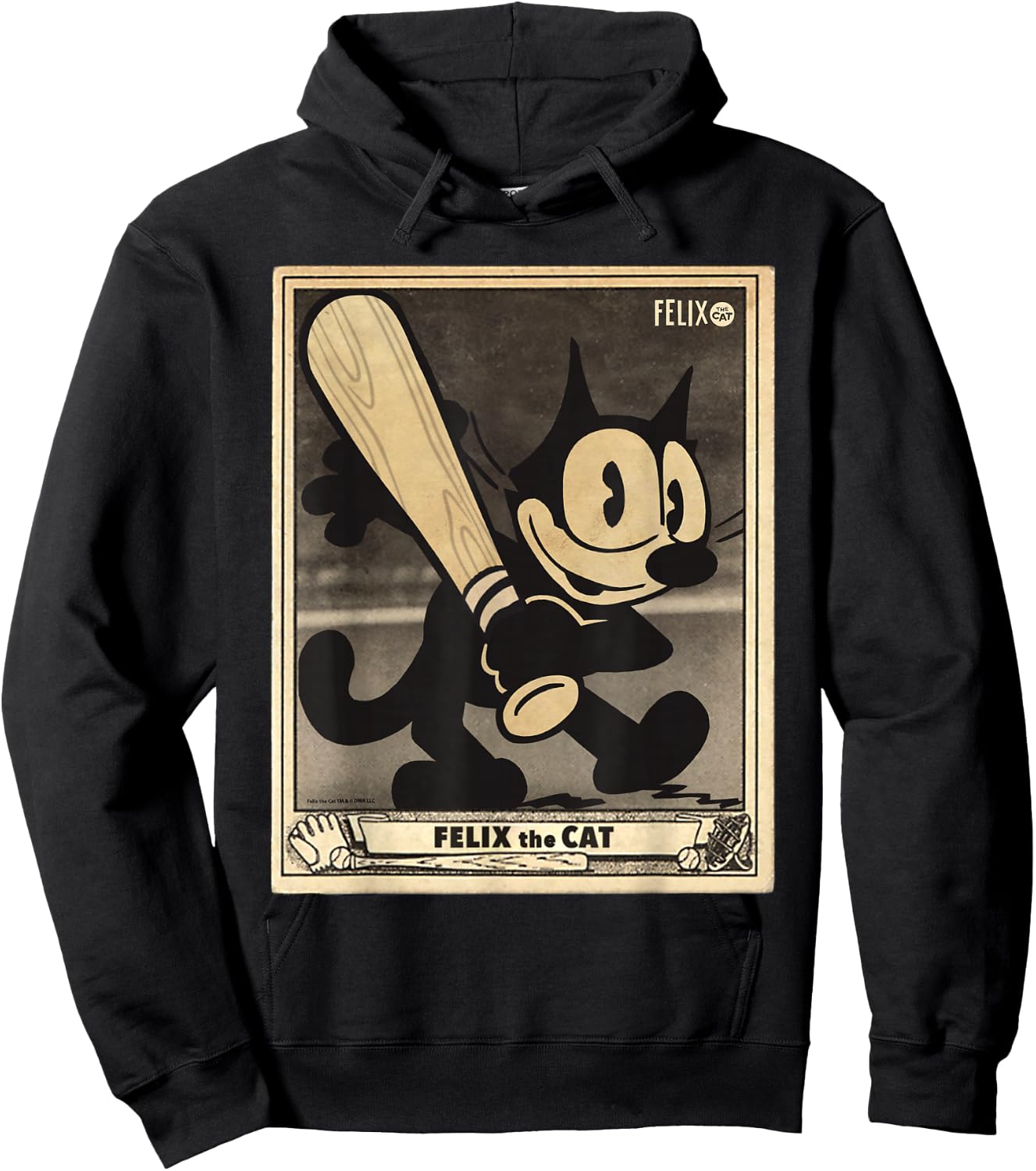 Felix The Cat Vintage Baseball Card Americana Hoodie - Hoodie | Black