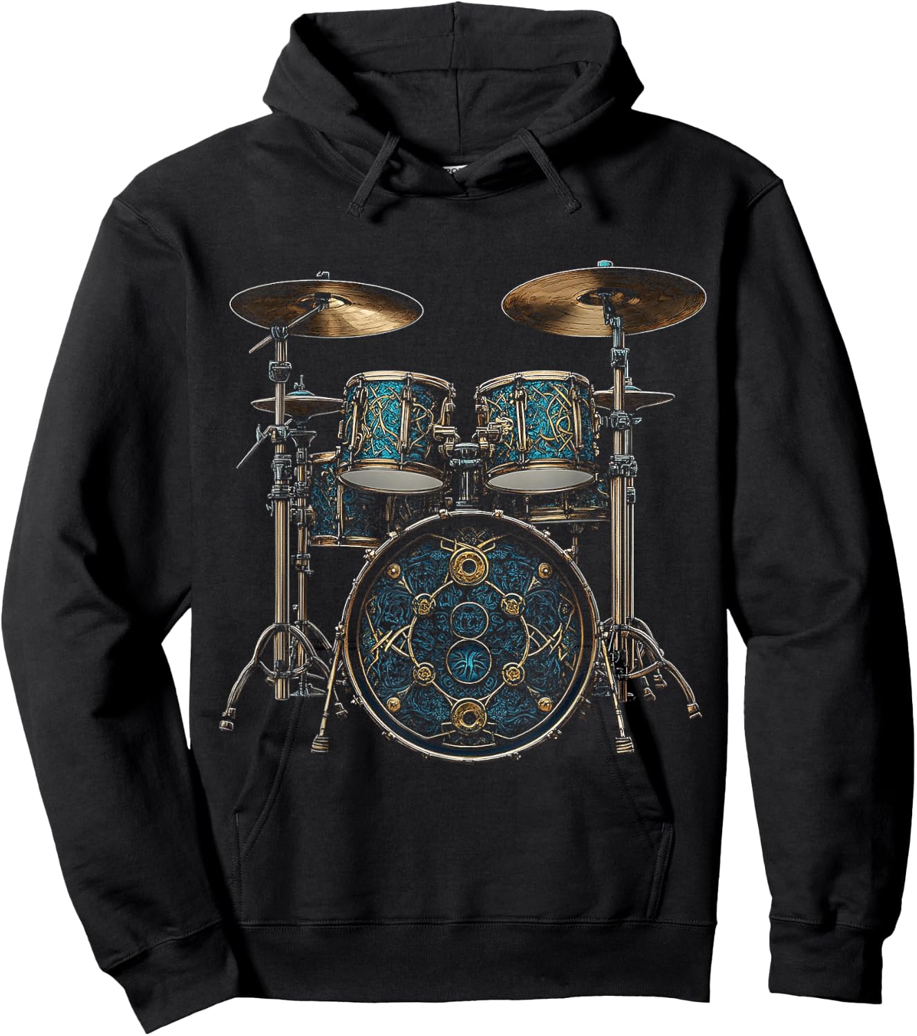 Drumset Music Instrument Motif Artwork Drumset Hoodie - Hoodie | Black