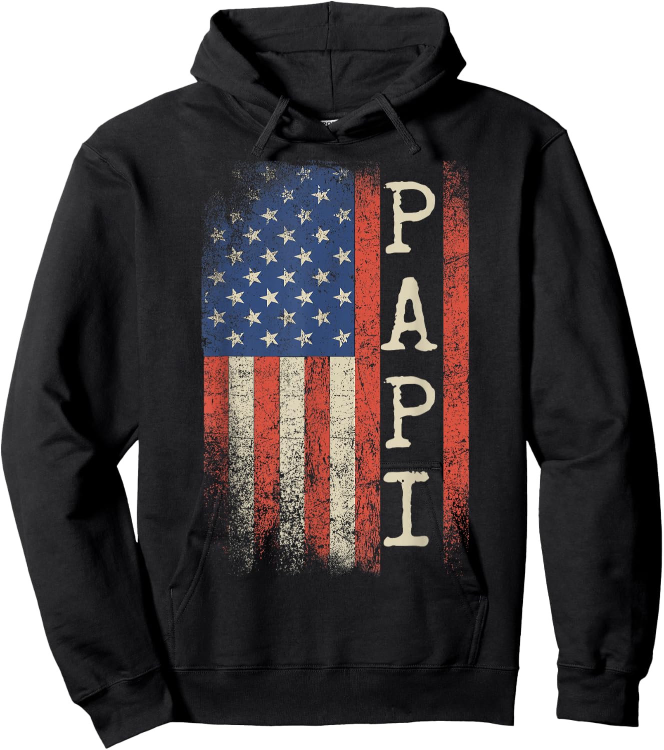 Papi American Flag Patriotic USA Vintage Hoodie - Hoodie | Black