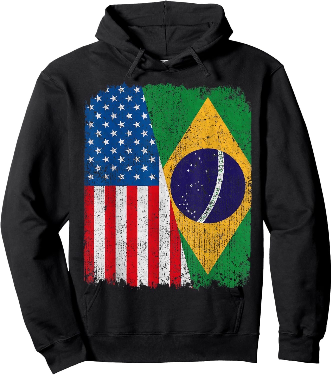 Brazilian American Flag Half USA Brazil Root Proud Hoodie - Hoodie | Black