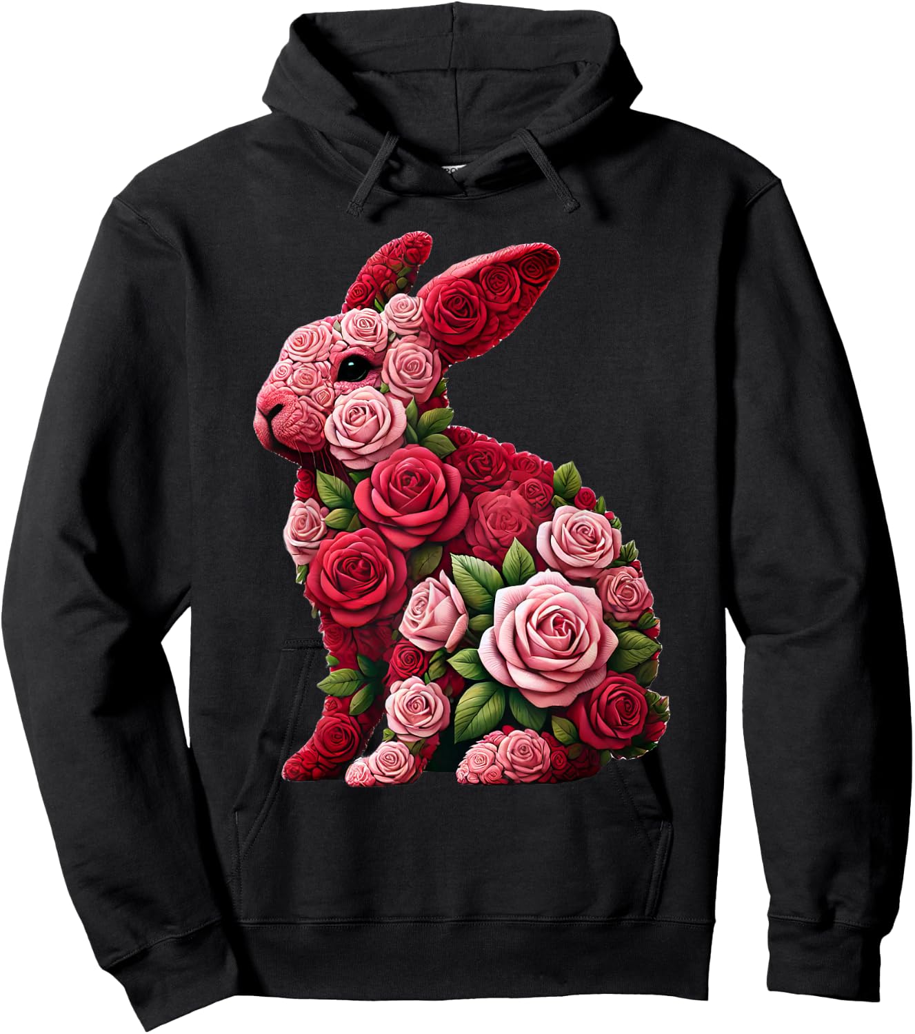 Rose Rabbit Bunny Flower Gardening Floral Hoodie - Hoodie | Black