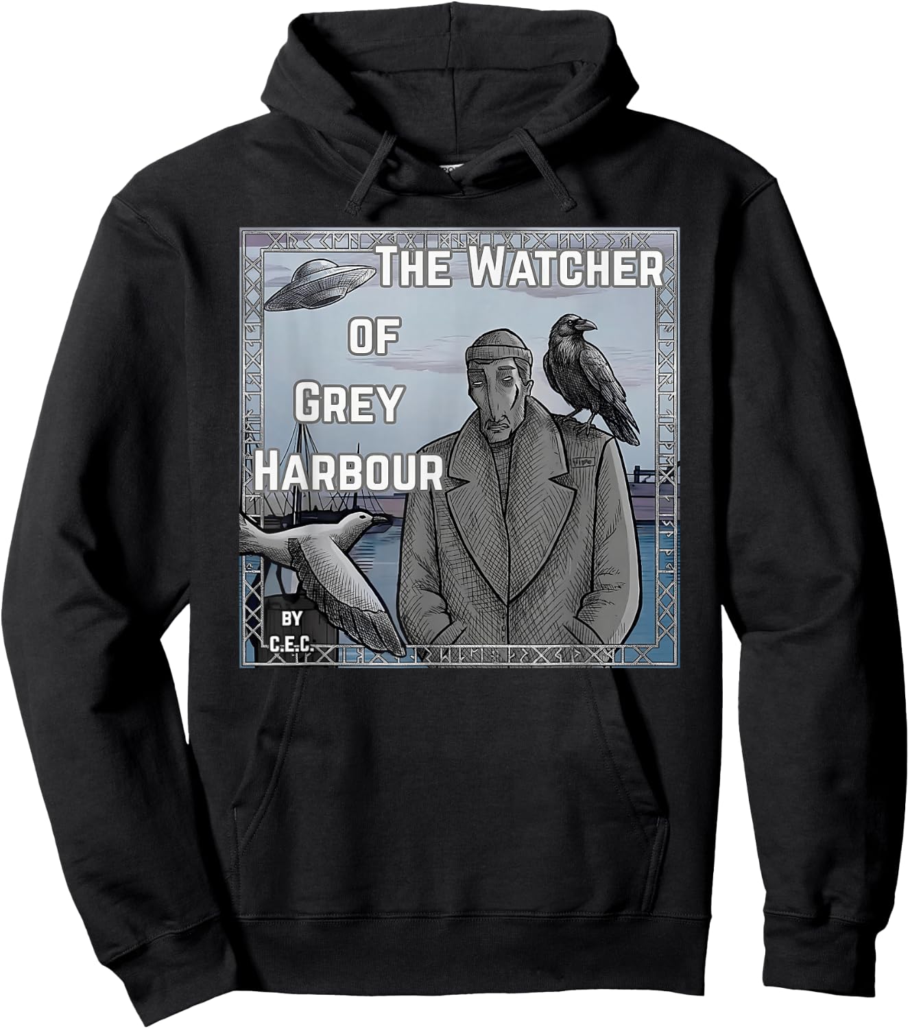 The Watcher of Grey Harbour by Artist CEC Hoodie - Hoodie | Black