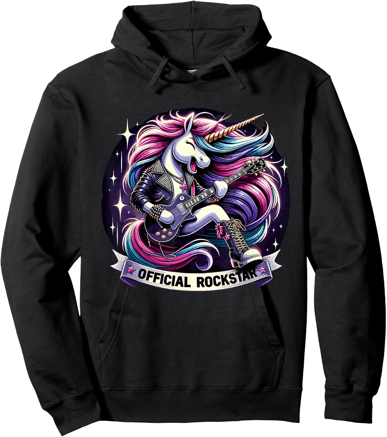 Funny Unicorn E-Guitar Rockstar Band official rockstar Hoodie - Hoodie | Black