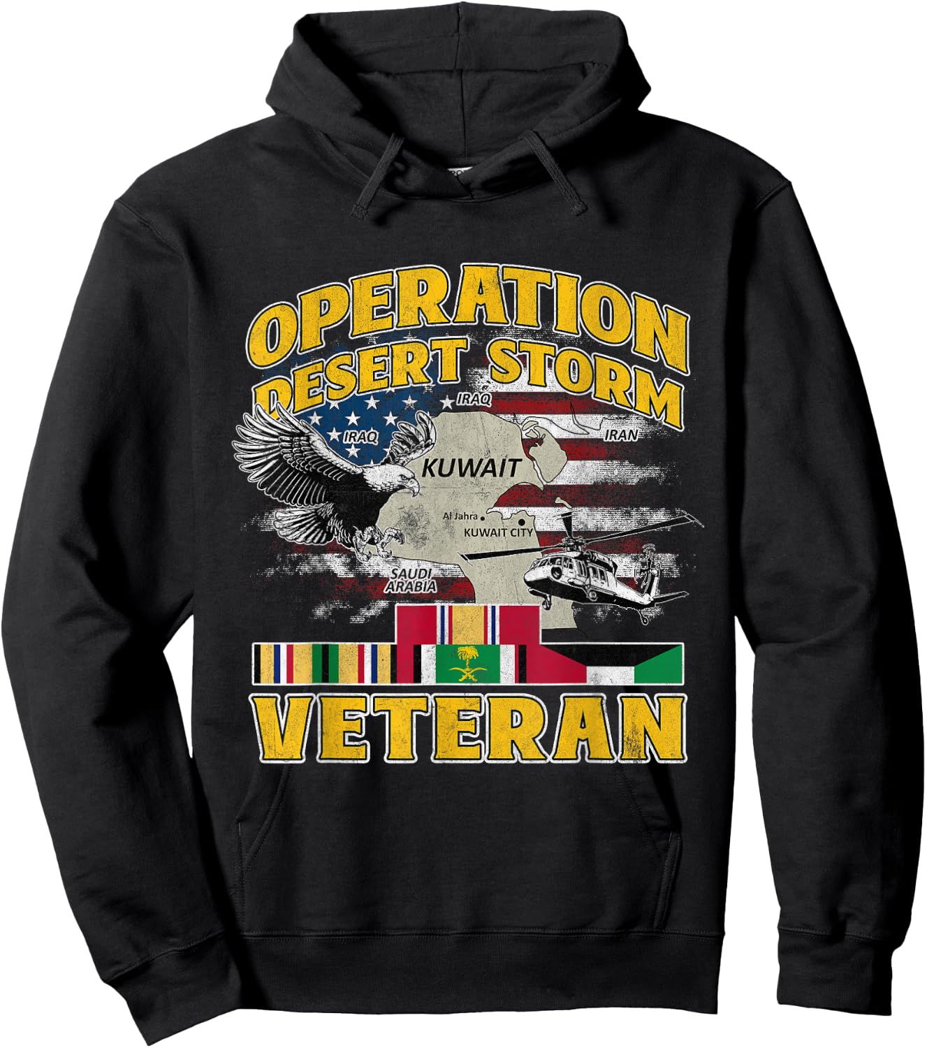 ODS Veteran Operation Desert Storm Ribbon Vintage Iraq Hoodie - Hoodie | Black