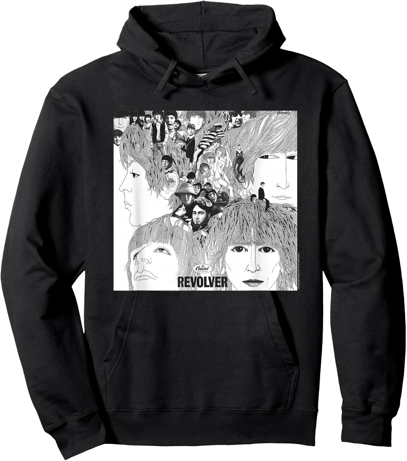 The Beatles - Revolver Albumcover Schwarz Erwachsene Small Retro Halbarm Crew-Ausschnitt Klassisch Musik Beatles Fans, Musikliebhaber, Alle Altersgruppen Hoodie - Hoodie | Black