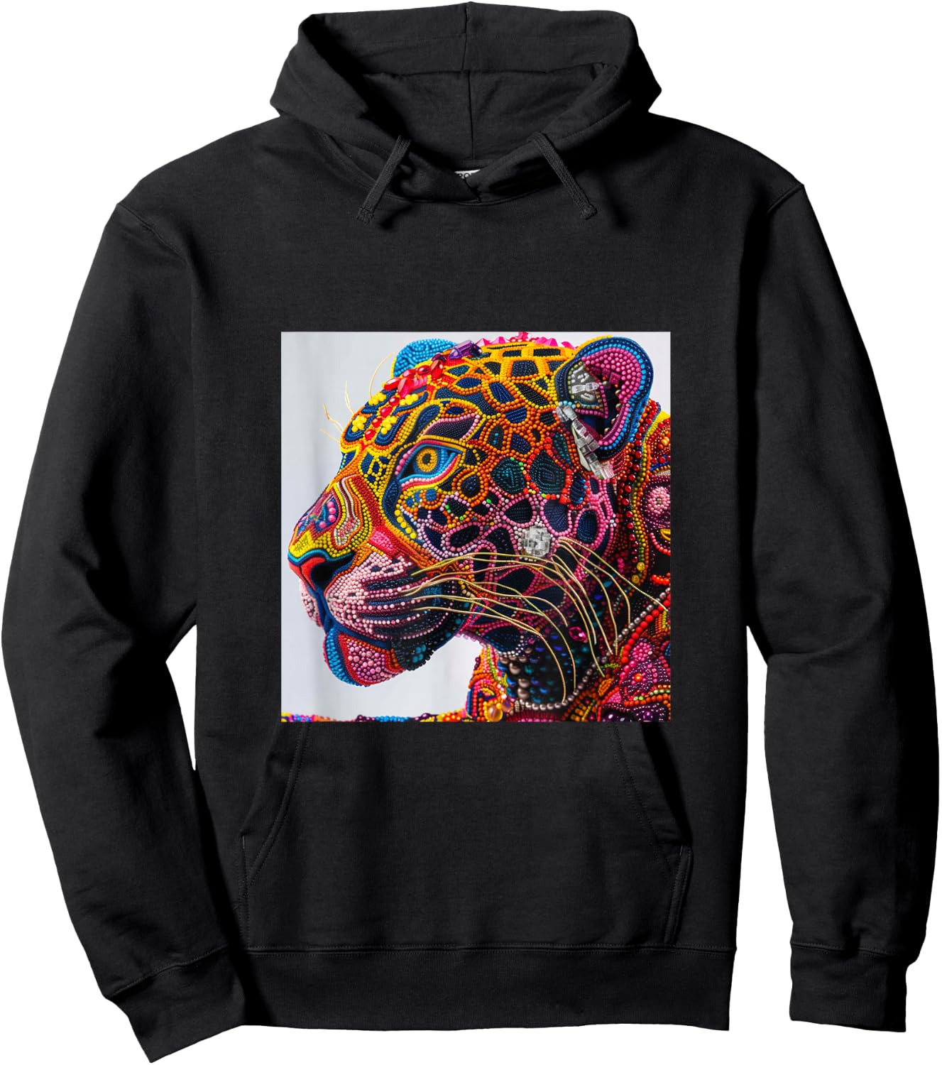 Jaguar Head Huichol Art Mexico Aztec Mayas Hoodie - Hoodie | Black