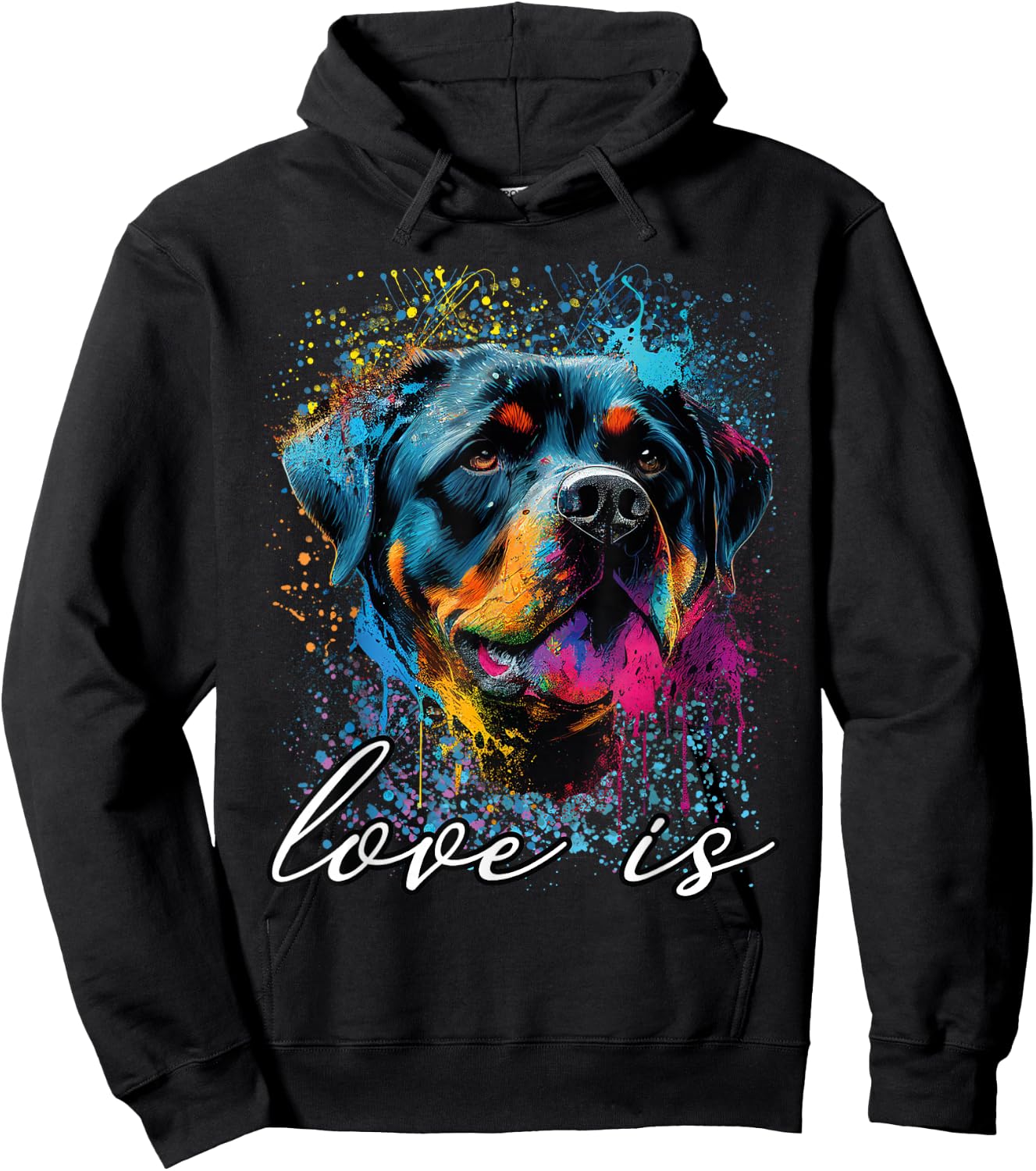 Colorful Splash Art Liebe ist mein Rottweiler Rottie Mama Hoodie - Hoodie | Black