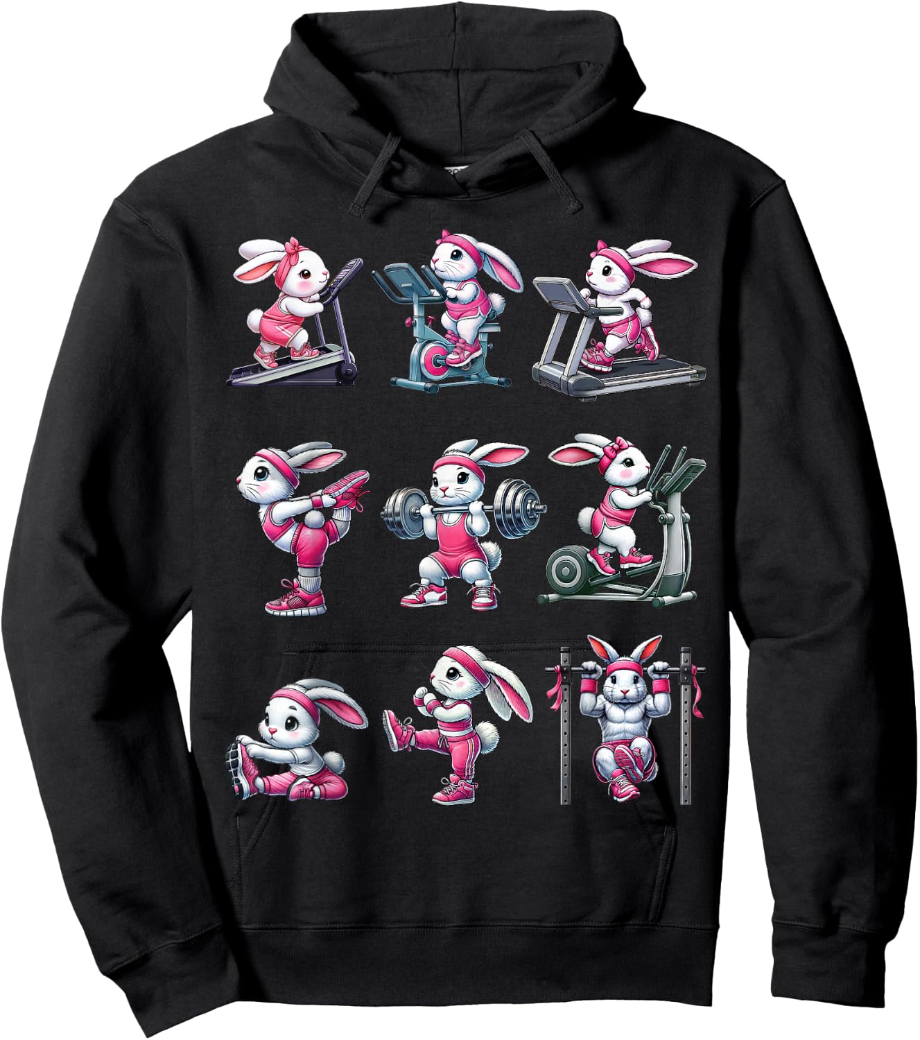 Easter Bunny Fitness Collection Gym Workout Weightlifting Hoodie - Hoodie | Black