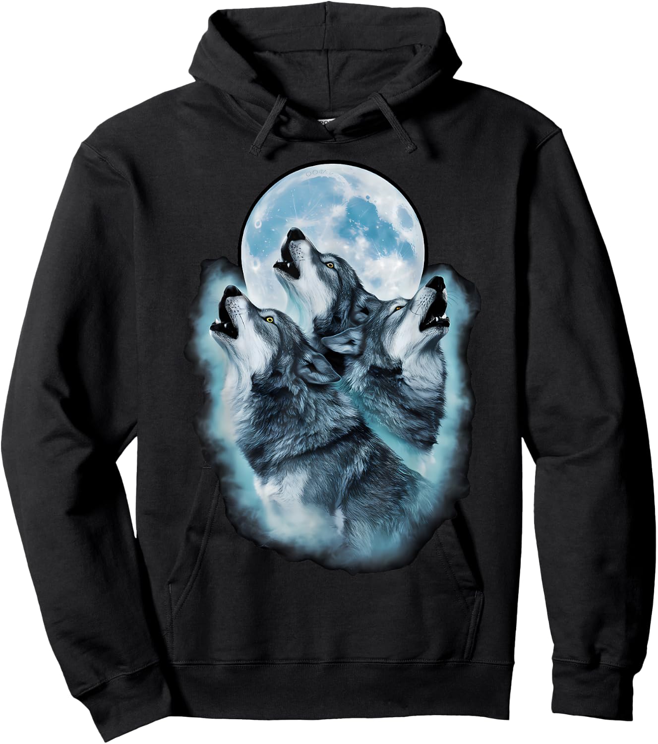 Wolf Wild Animals Full Moon Three Howling Wolves , Black, S Hoodie - Hoodie | Black