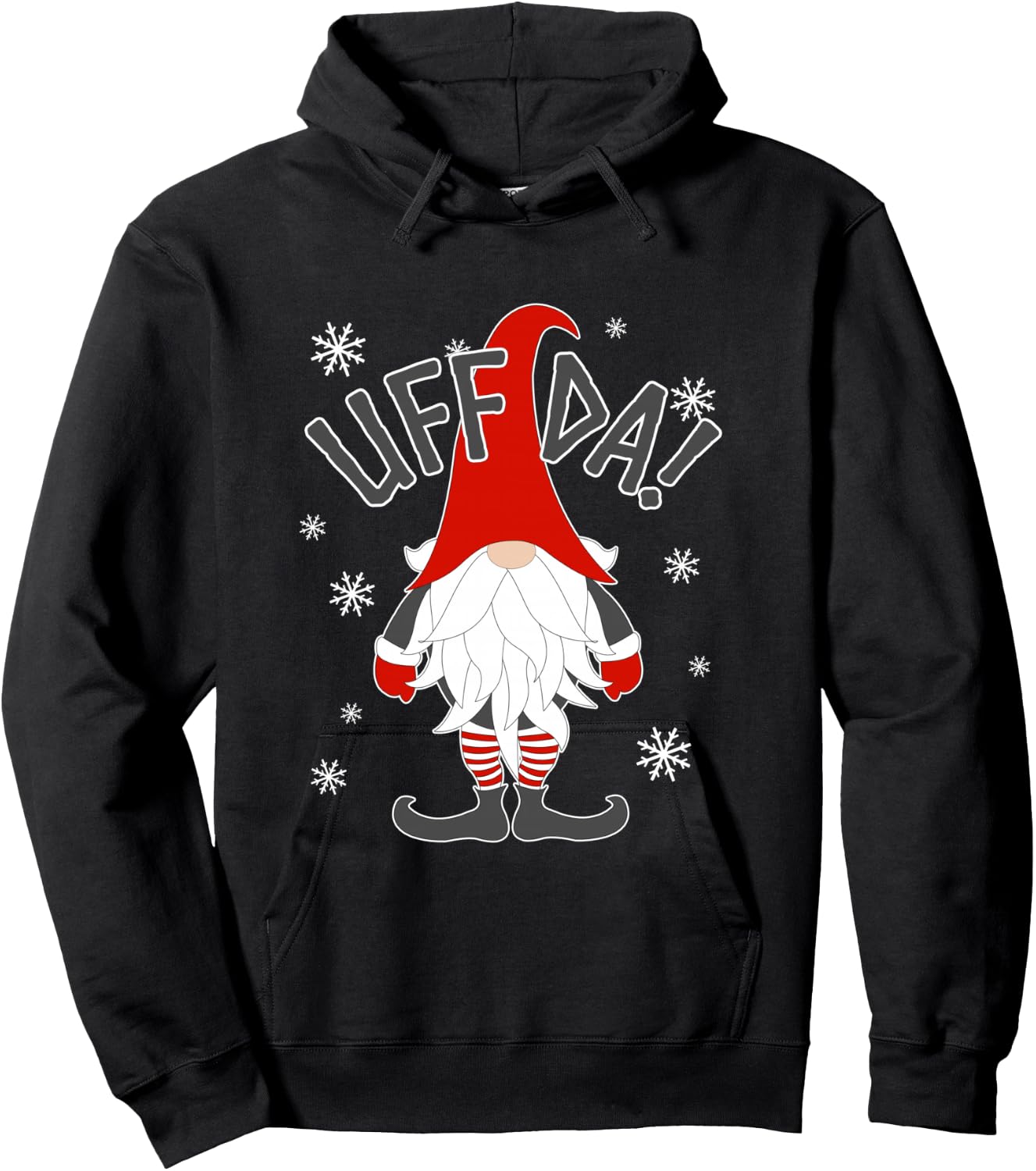 Uff Da Danish Gnome Scandinavian Tomte Nordic Christmas Hoodie - Hoodie | Black