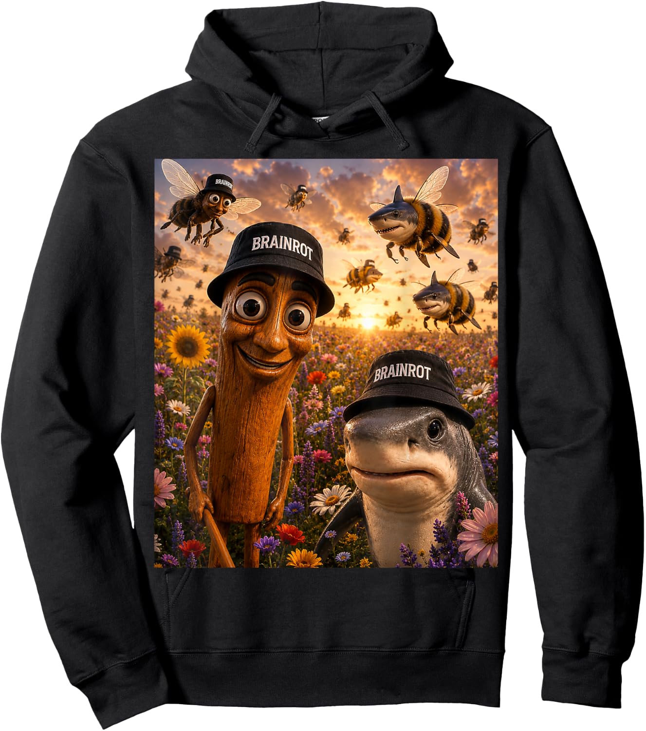 Tralalero Tralala Tung Tung Sahur Brainrot Italian Meme Hoodie - Hoodie | Black