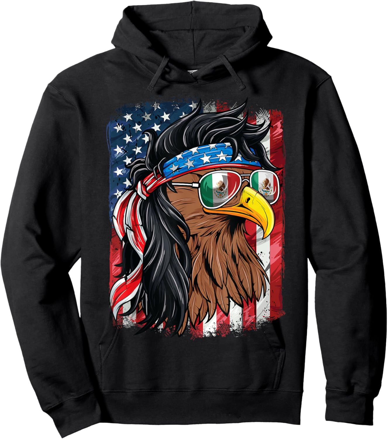 Mexican American Shirt USA Mexican Eagle 4th of July Hoodie - Hoodie | Black