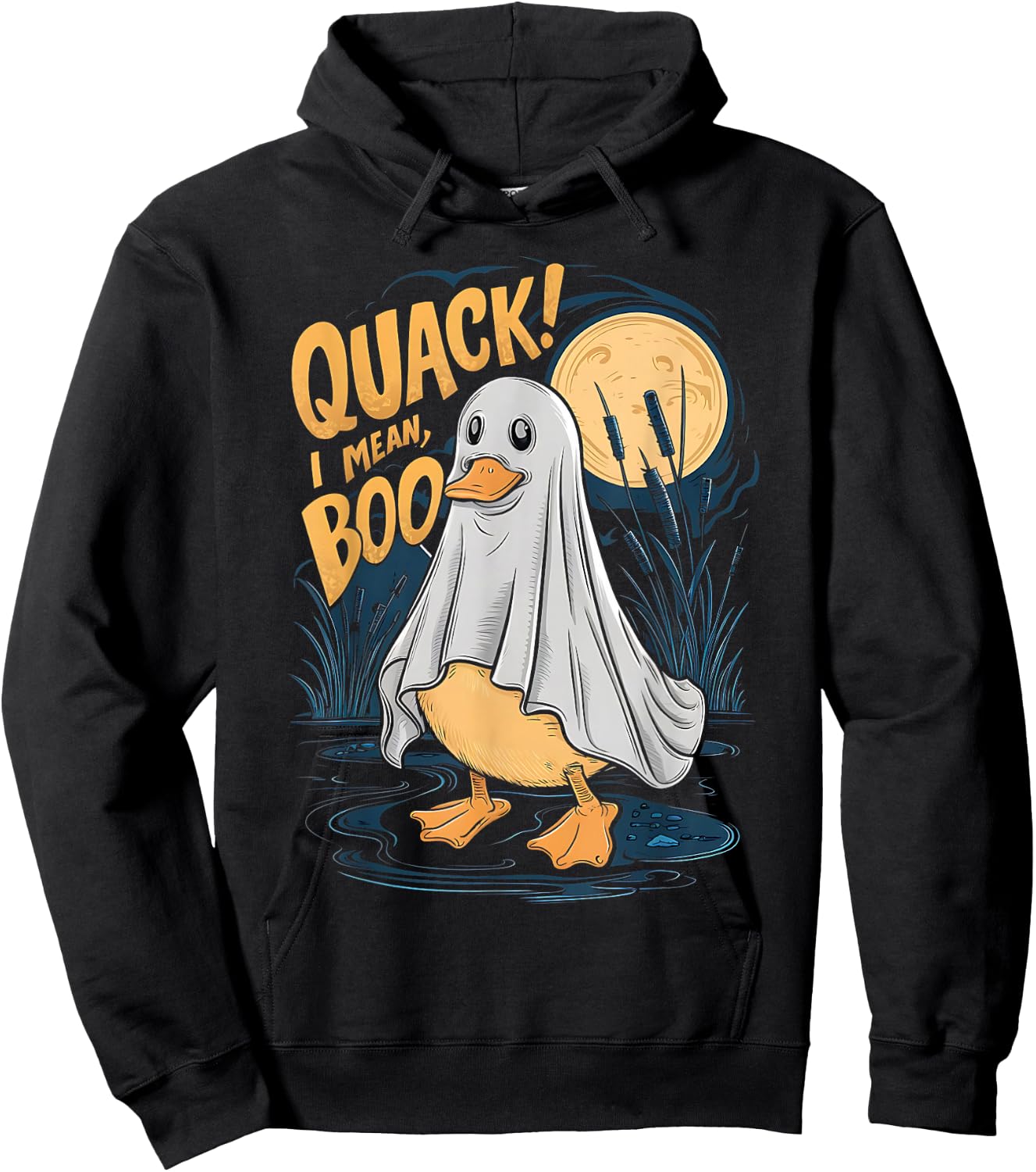 Ghost Costume Cute Duck Quack I Mean Boo Spooky Halloween Hoodie - Hoodie | Black