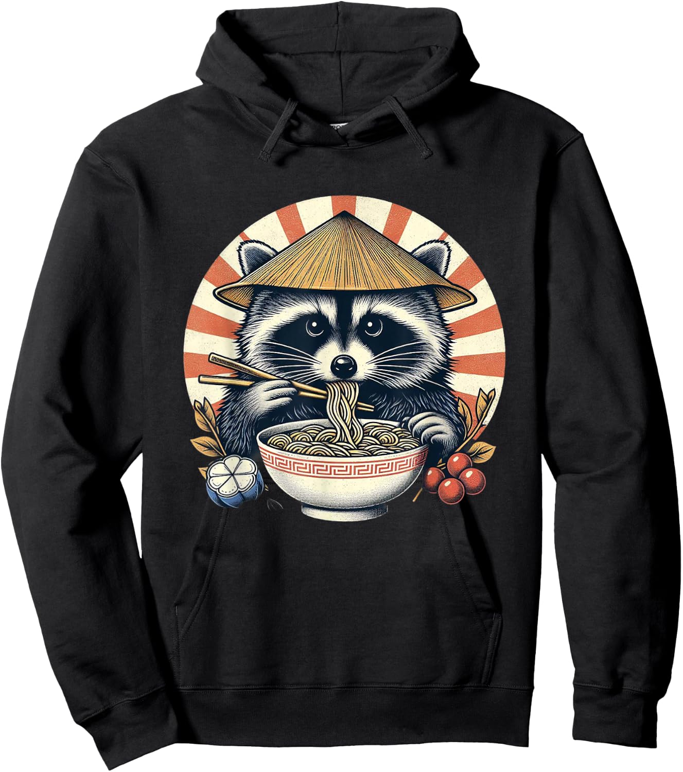 Raccoon Ramen Kawaii Neko Japanese Noodles Aesthetic , black Hoodie - Hoodie | Black