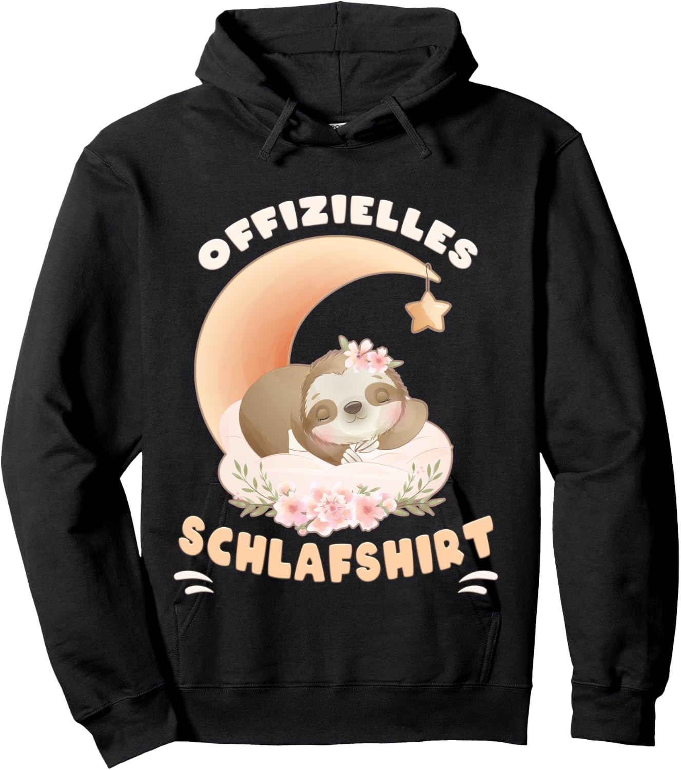Official Sloth Flowers Moon Sleep Shirt, black Hoodie - Hoodie | Black