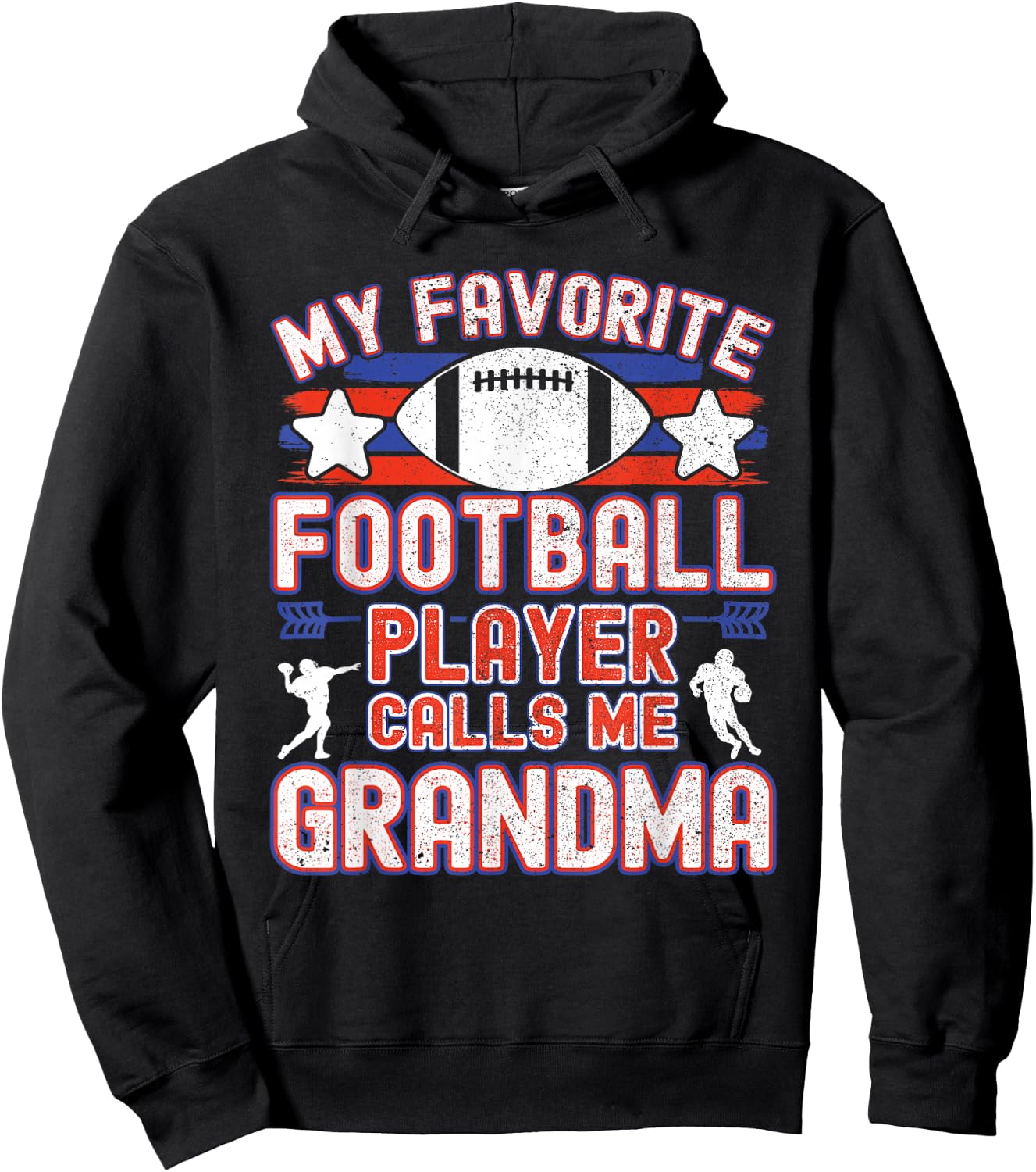 Football Grandma | Favorite Football Player Calls Me Grandma Hoodie - Hoodie | Black