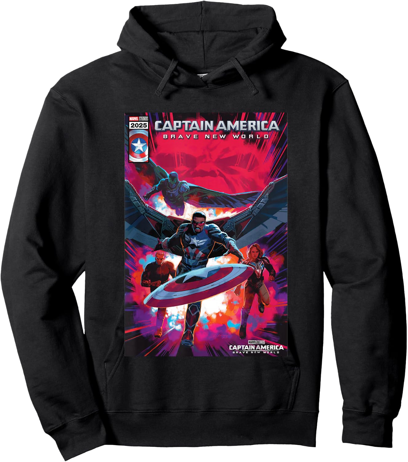 Marvel Captain America: Brave New World Epic Teamup Poster Hoodie - Hoodie | Black
