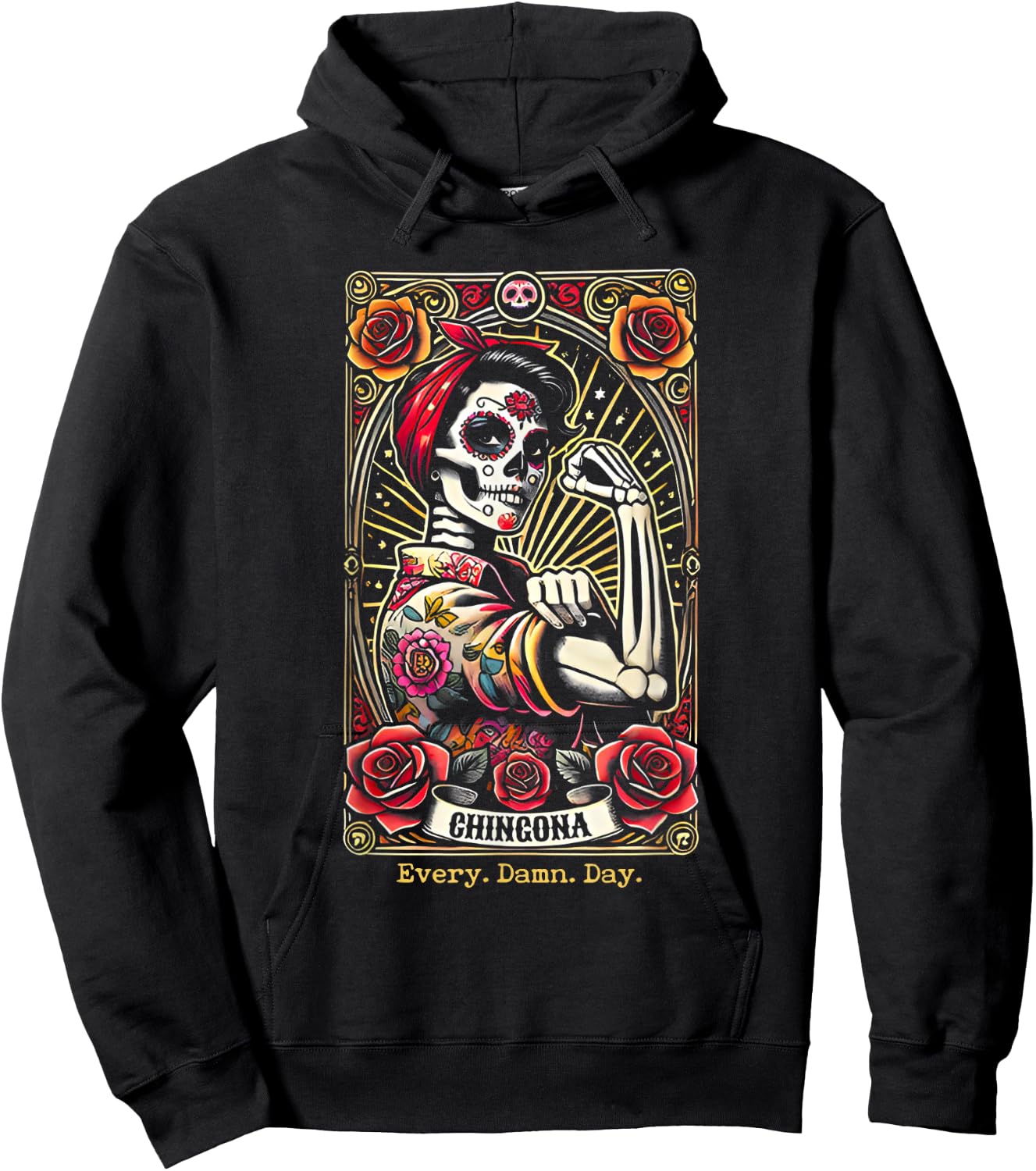 Chingona Every Damn Day Tarot Card Hoodie - Hoodie | Black