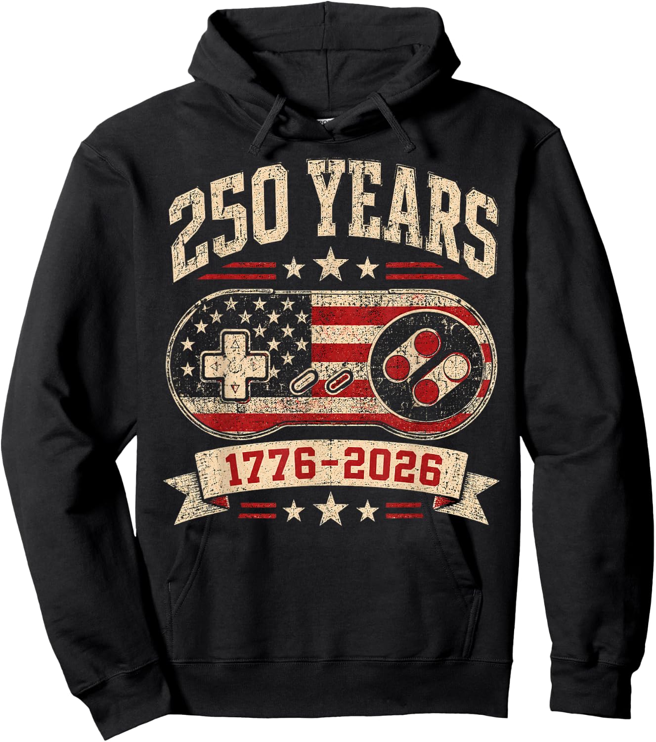 250th American Anniversary Retro Video Game 1776-2026 Hoodie - Hoodie | Black
