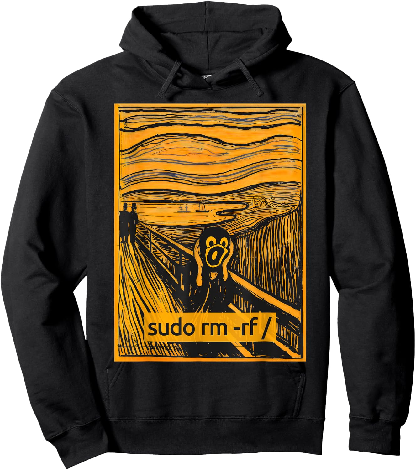 The Scream of Linux - Linux Scream Tux Opensource Tech Humor Hoodie - Hoodie | Black