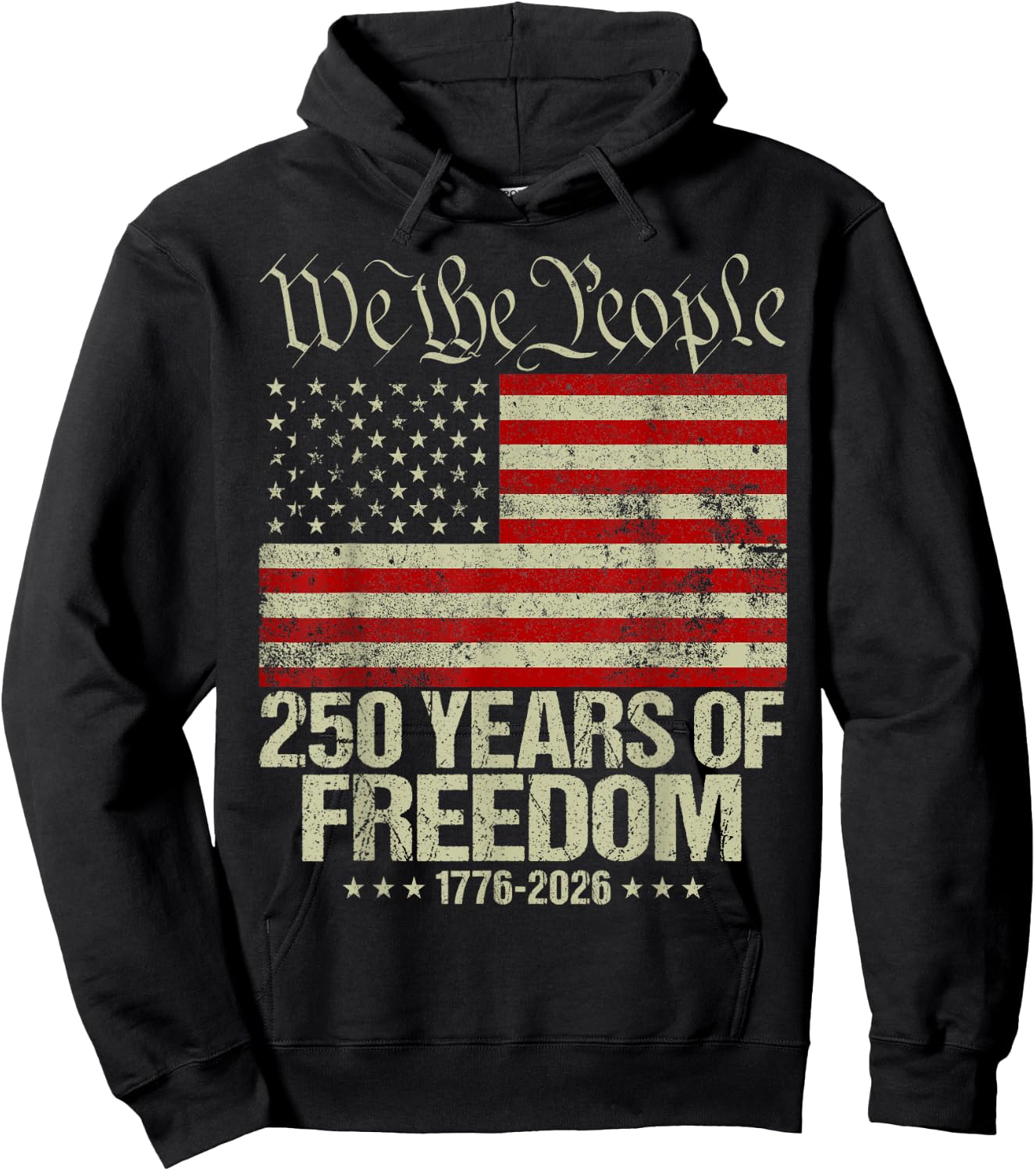 Drapeau américain Vieilli 250e Anniversaire Hoodie - Hoodie | Black