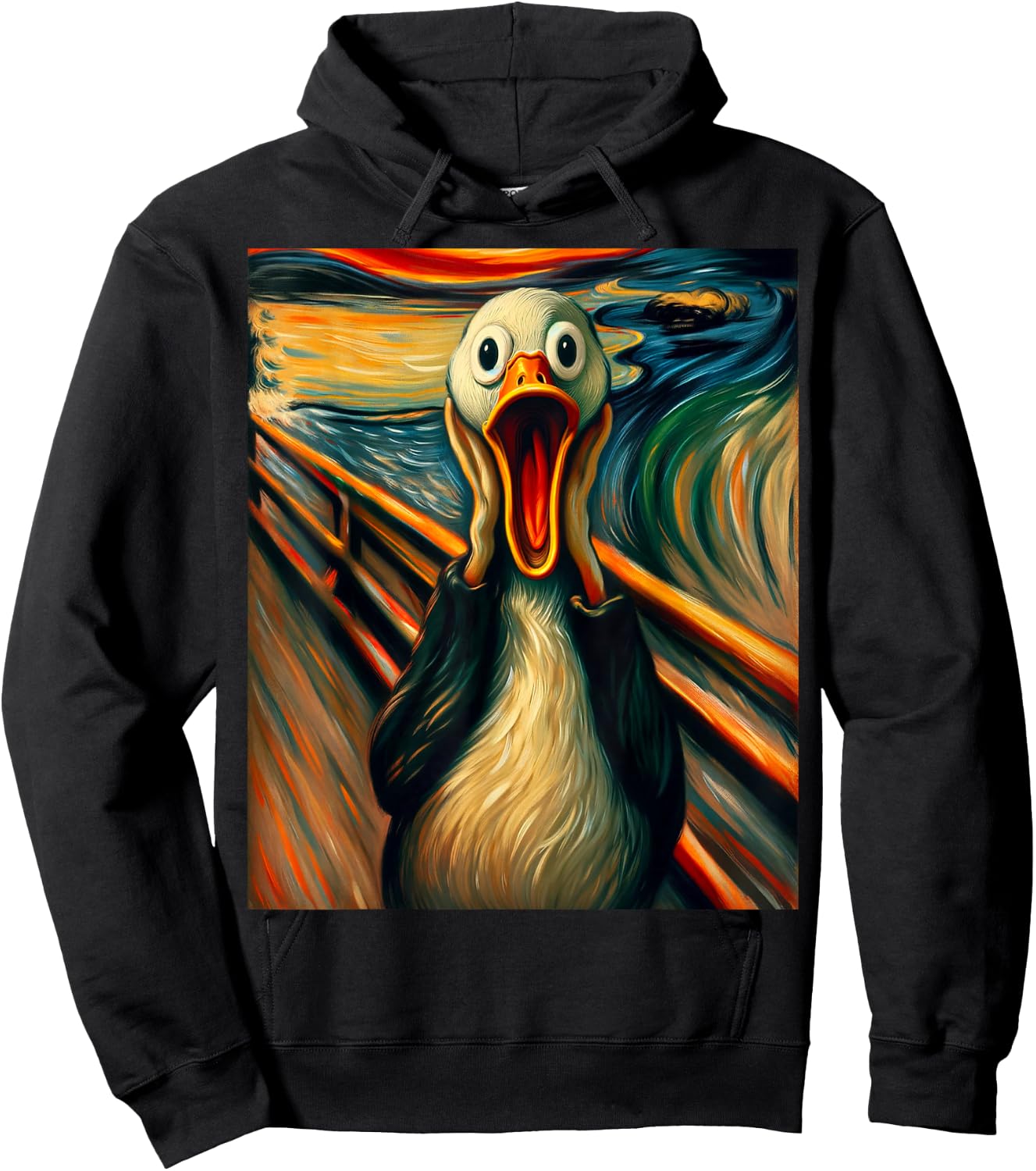 Expressionist Scream Art Funny Painting Parody Humor Duck Hoodie - Hoodie | Black