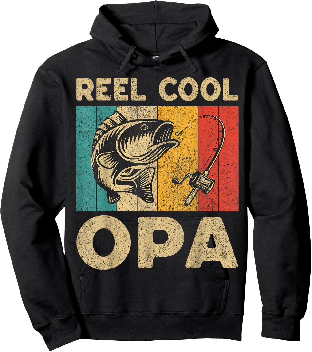 Father's Day Present Funny Fishing Reel Cool Opa Hoodie - Hoodie | Black