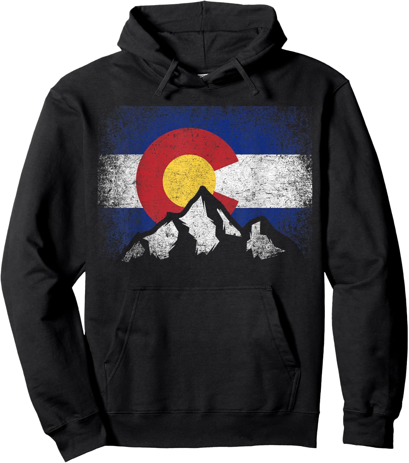 Colorado Flag Mountain Ski Winter Gift Hiker Hiking Camping Small Hoodie - Hoodie | Black