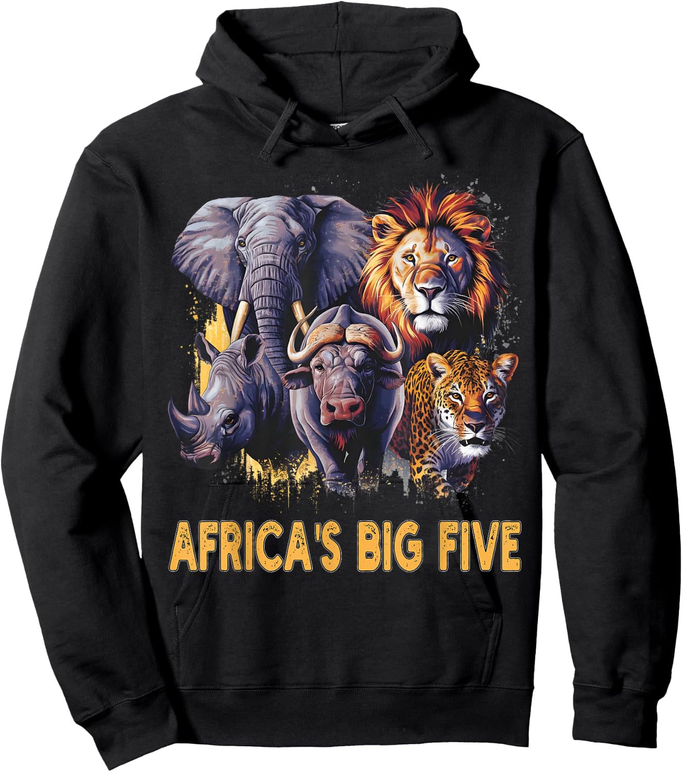 Big 5 Wildlife South Africa Safari Africa's Big Five , black Hoodie - Hoodie | Black