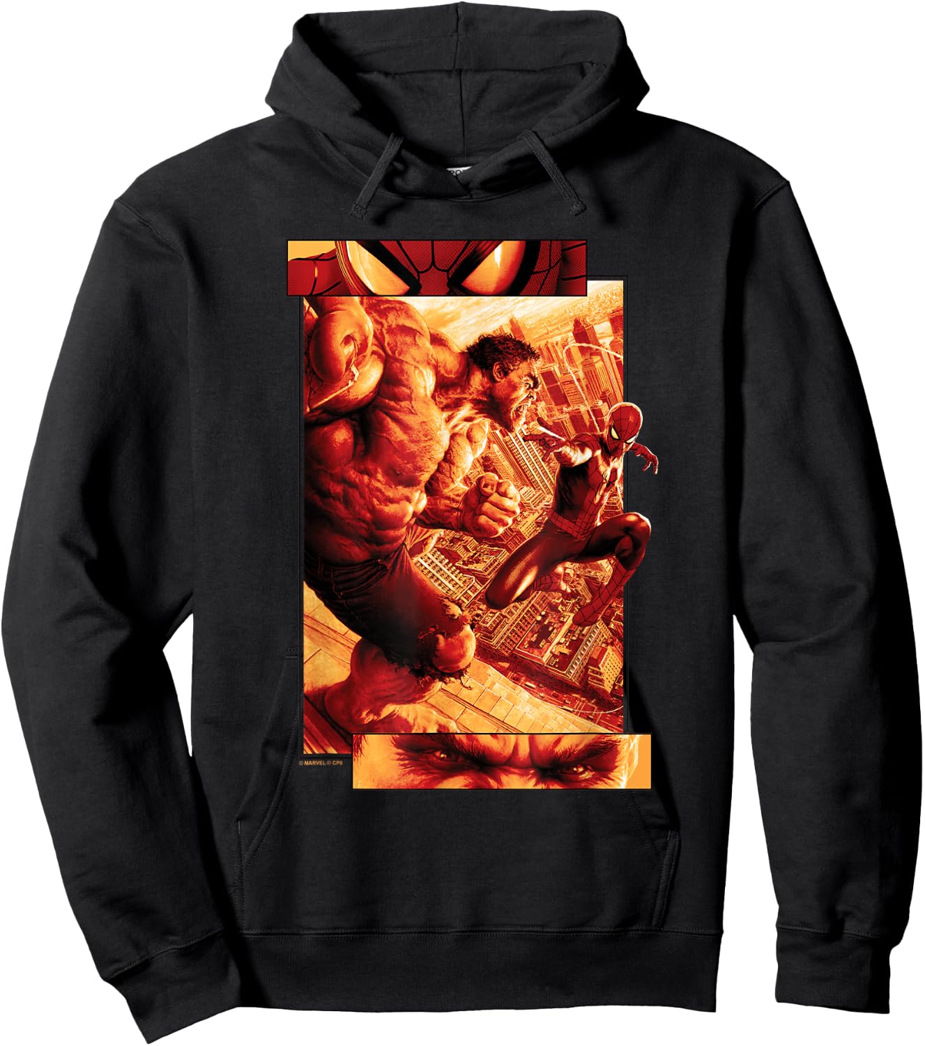 Marvel Spider-Man: New Day Hulk vs Spidey Split Panels Hoodie - Hoodie | Black