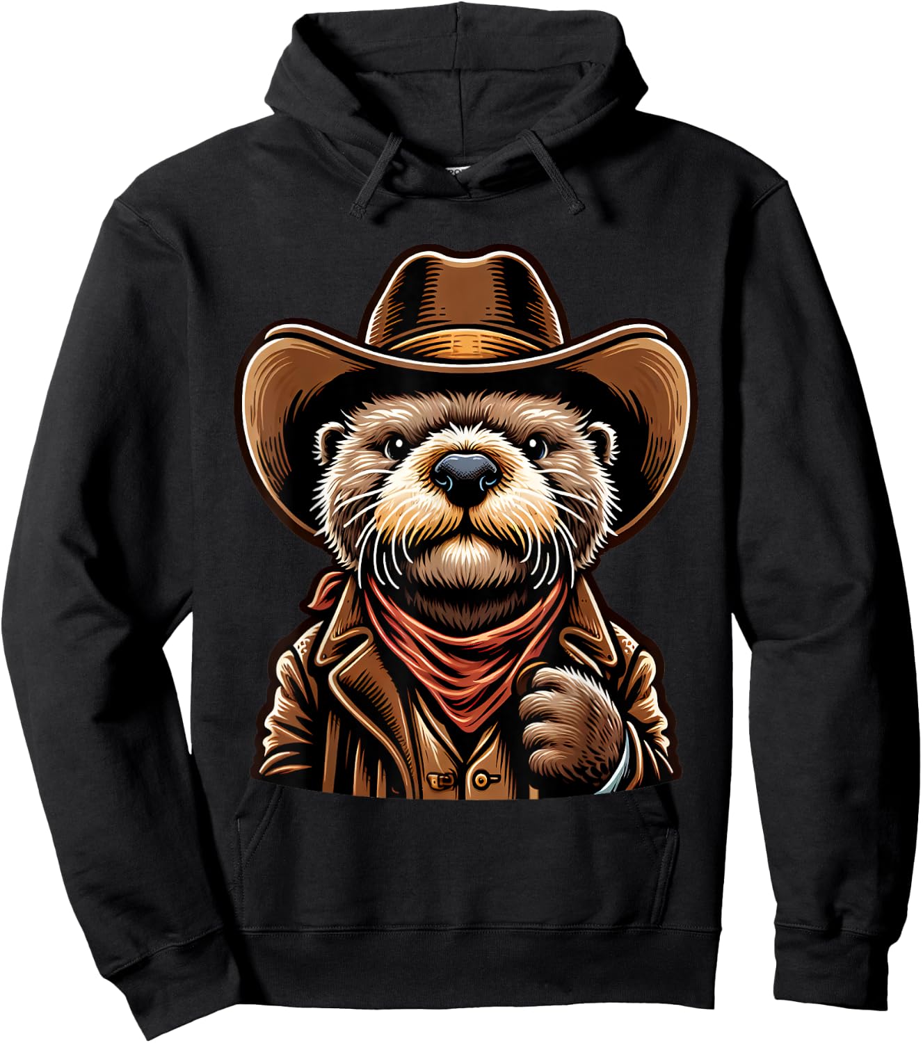 Wild West Otters Funny Cowboy Sea Otter Hoodie - Hoodie | Black