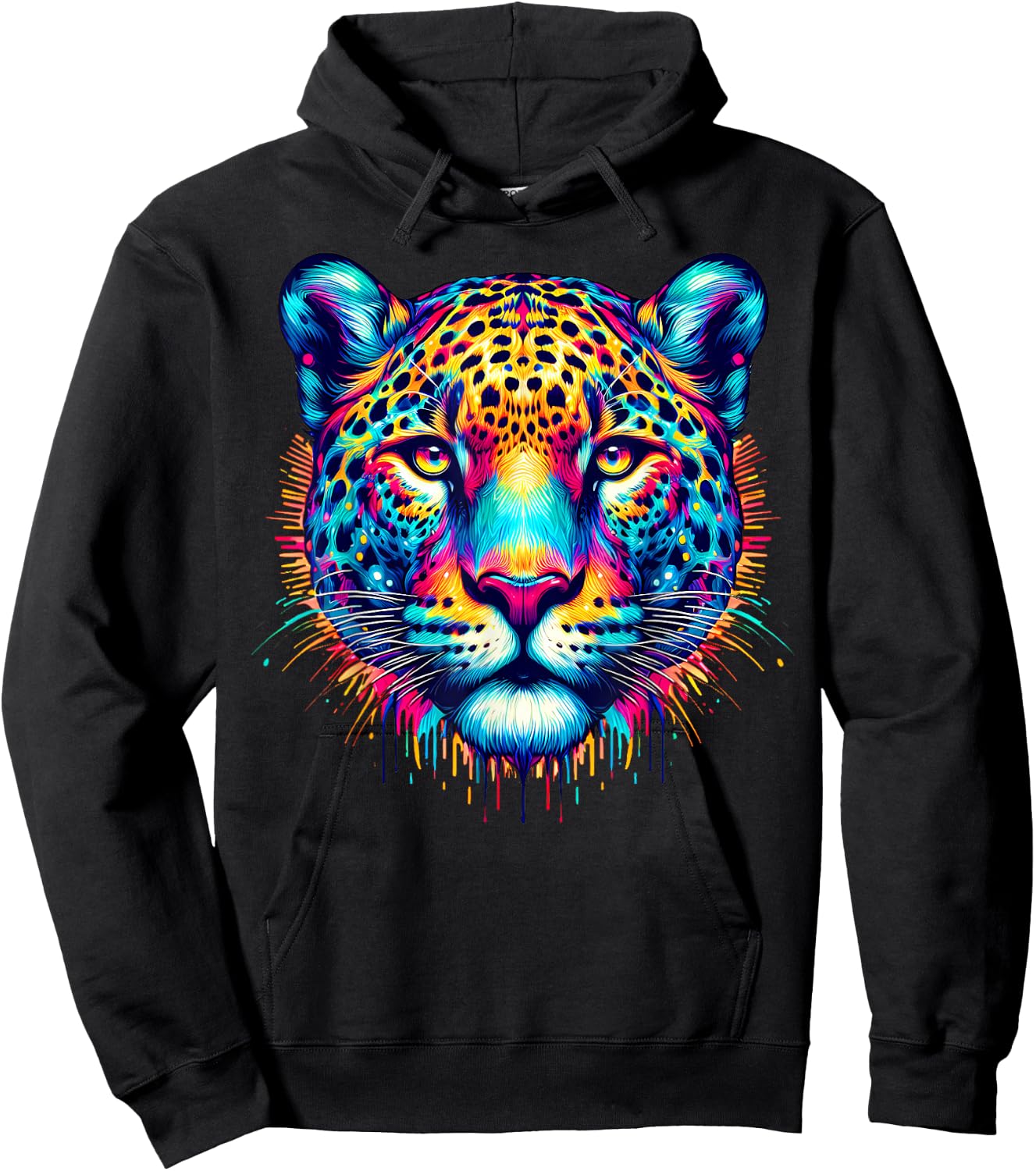 Cool Jaguar Graphic Spirit Animal Illustration Tie Dye Art Hoodie - Hoodie | Black