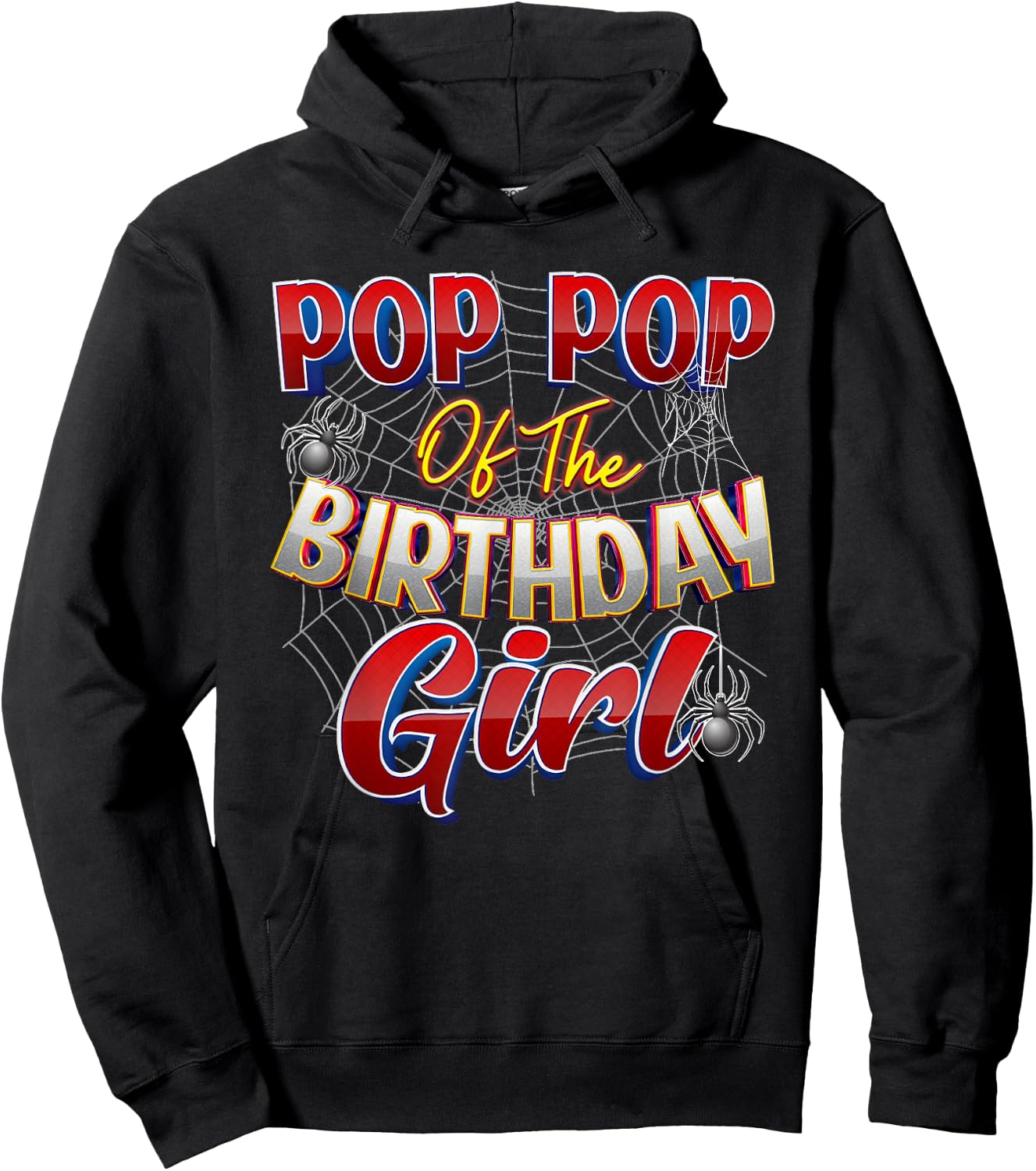 Spider Web Birthday Costume Pop Pop of the Birthday Girl Hoodie - Hoodie | Black