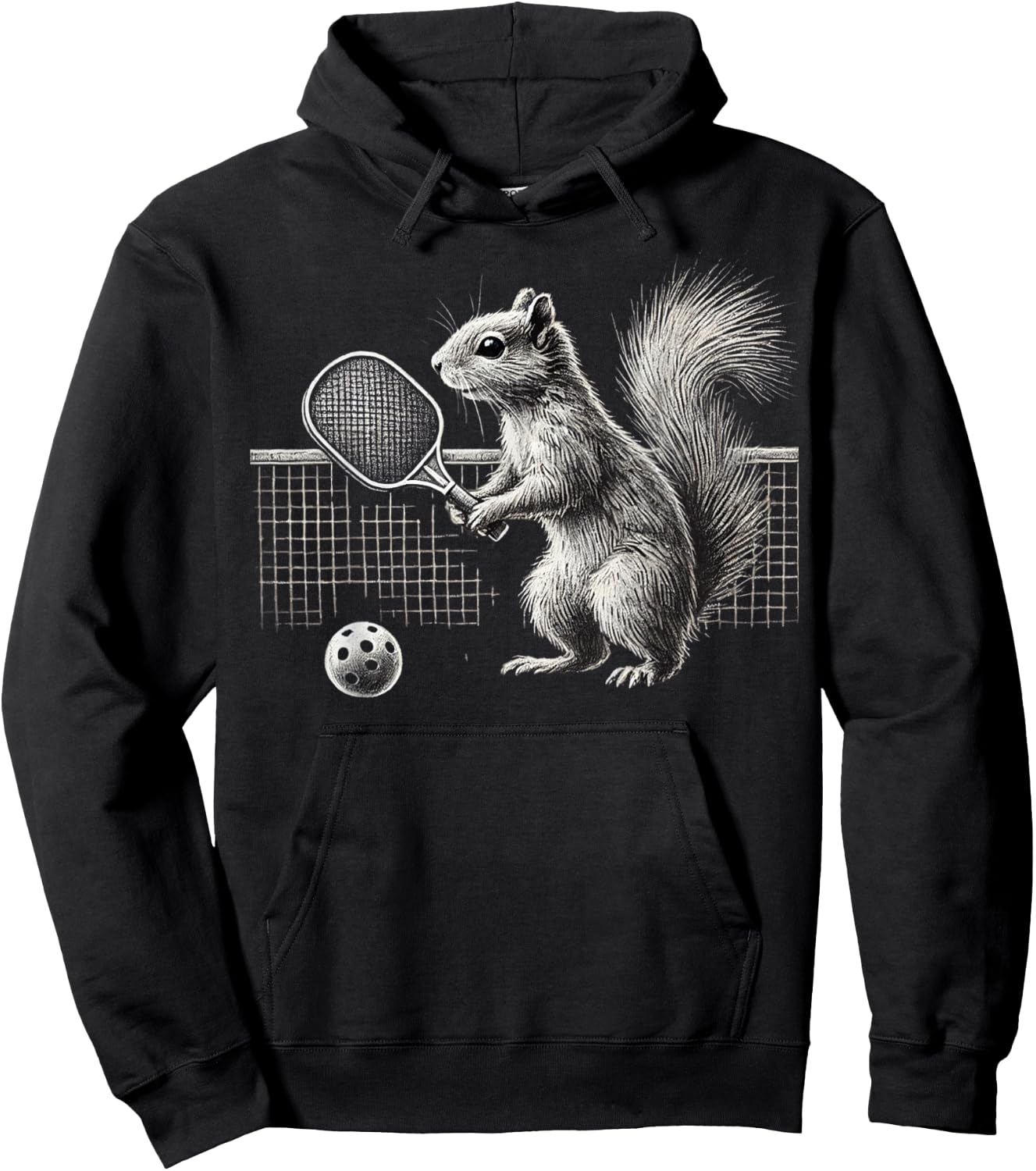 Pickleball Squirrel Athlete Player Ball Sport Paddle Court Hoodie - Hoodie | Black