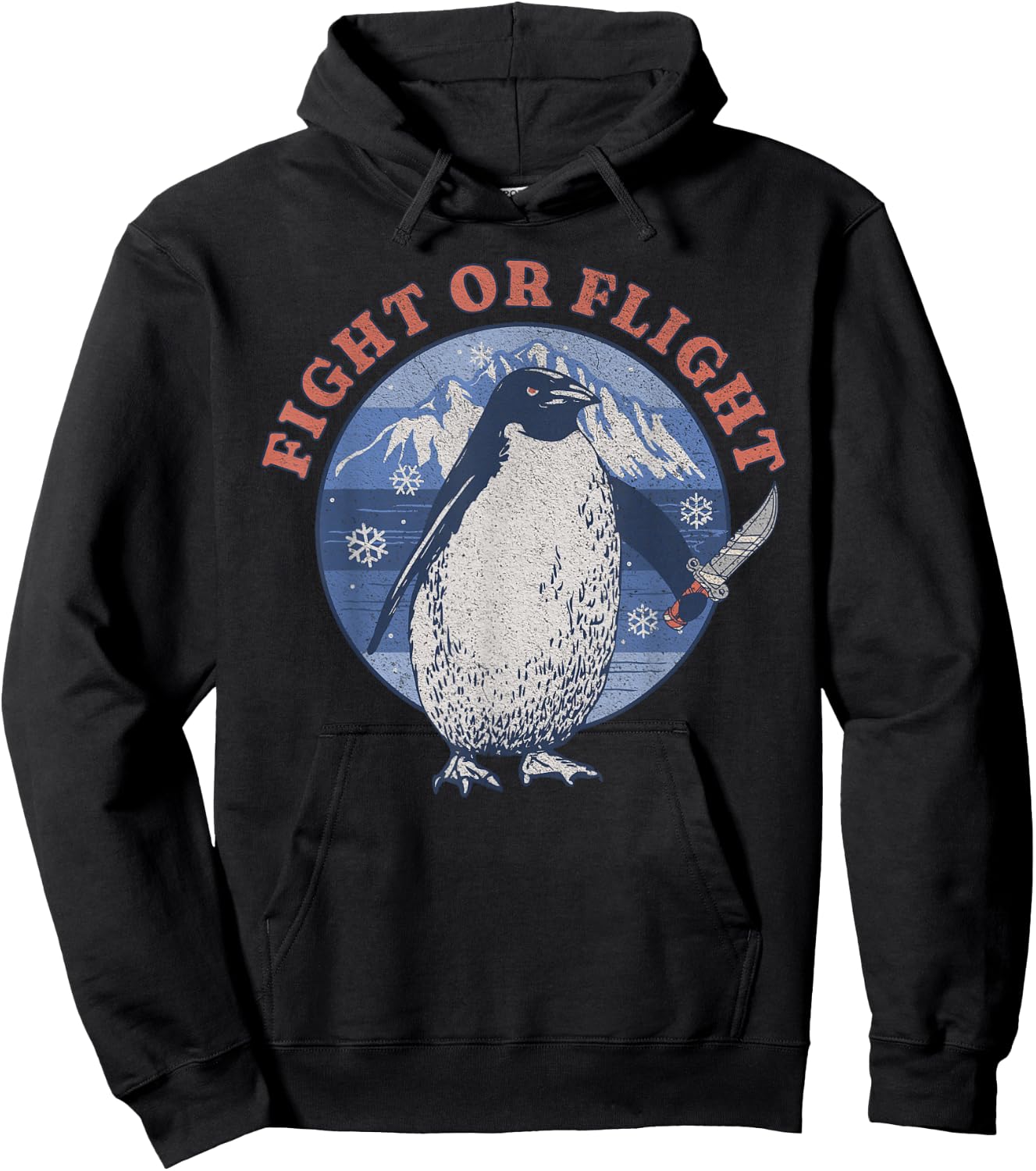 Fight or Flight Penguin Holding Knife Funny Meme Hoodie - Hoodie | Black