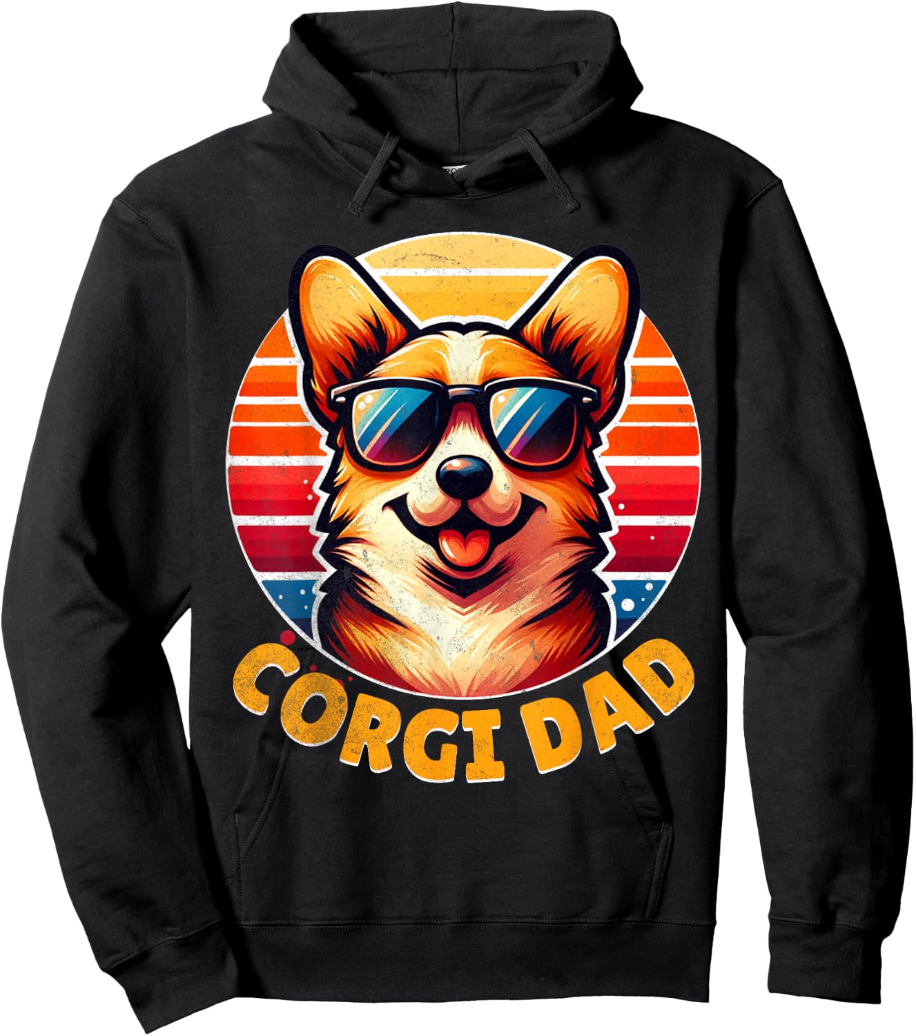 Corgi Dad Father Day Gift Lovers Funny Men Hoodie - Hoodie | Black