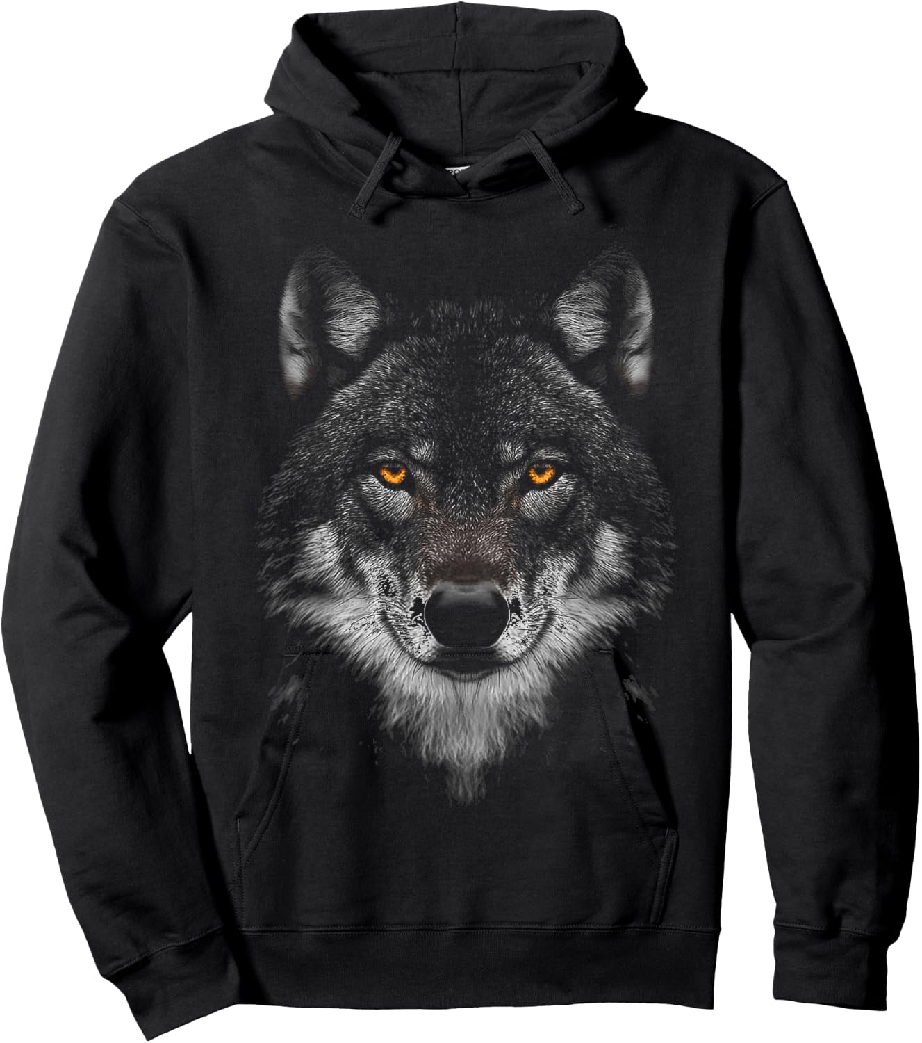 Wolf Animal Motif Artwork Wolf , black Hoodie - Hoodie | Black