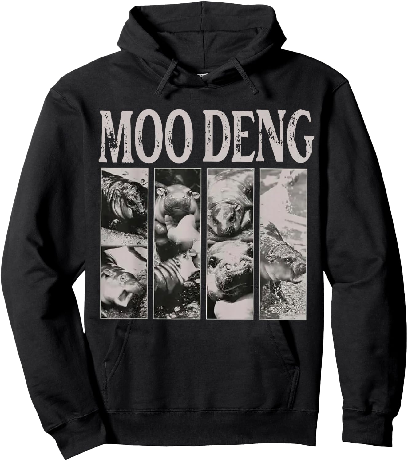 Retro In My Moo Deng Moo Deng Lover Cute Hippo Clothing Hoodie - Hoodie | Black