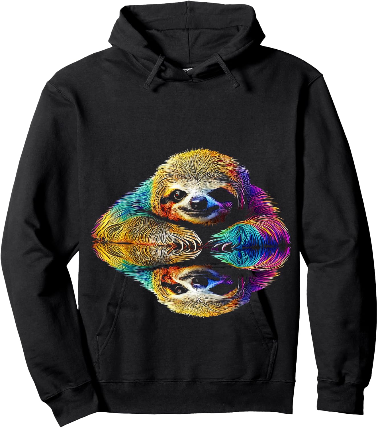 Faultier Abstrakt Niedlich Tier Bunte Kunst Grafik Faultier Hoodie - Hoodie | Black