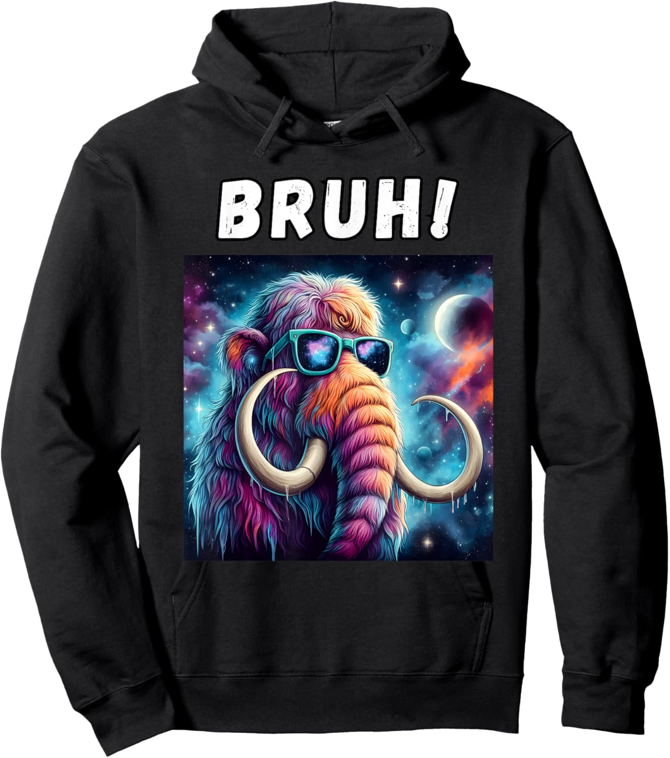 Woolly Mammoth BRUH, Cosmic Woolly Mammoth Elephant Lovers Hoodie - Hoodie | Black