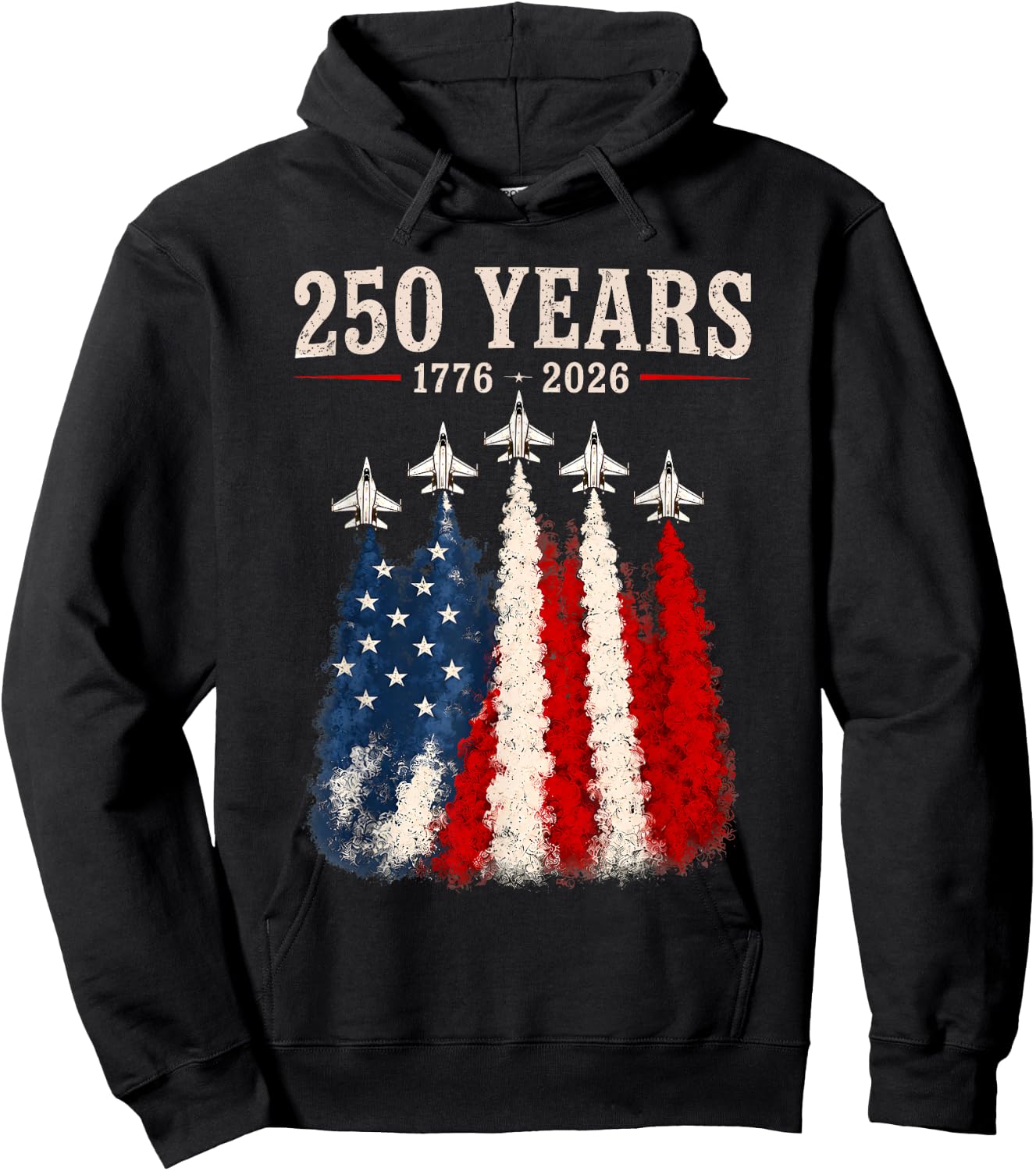 American 1776-2026 Air Force 4th of July 250 Years Freedom Hoodie - Hoodie | Black