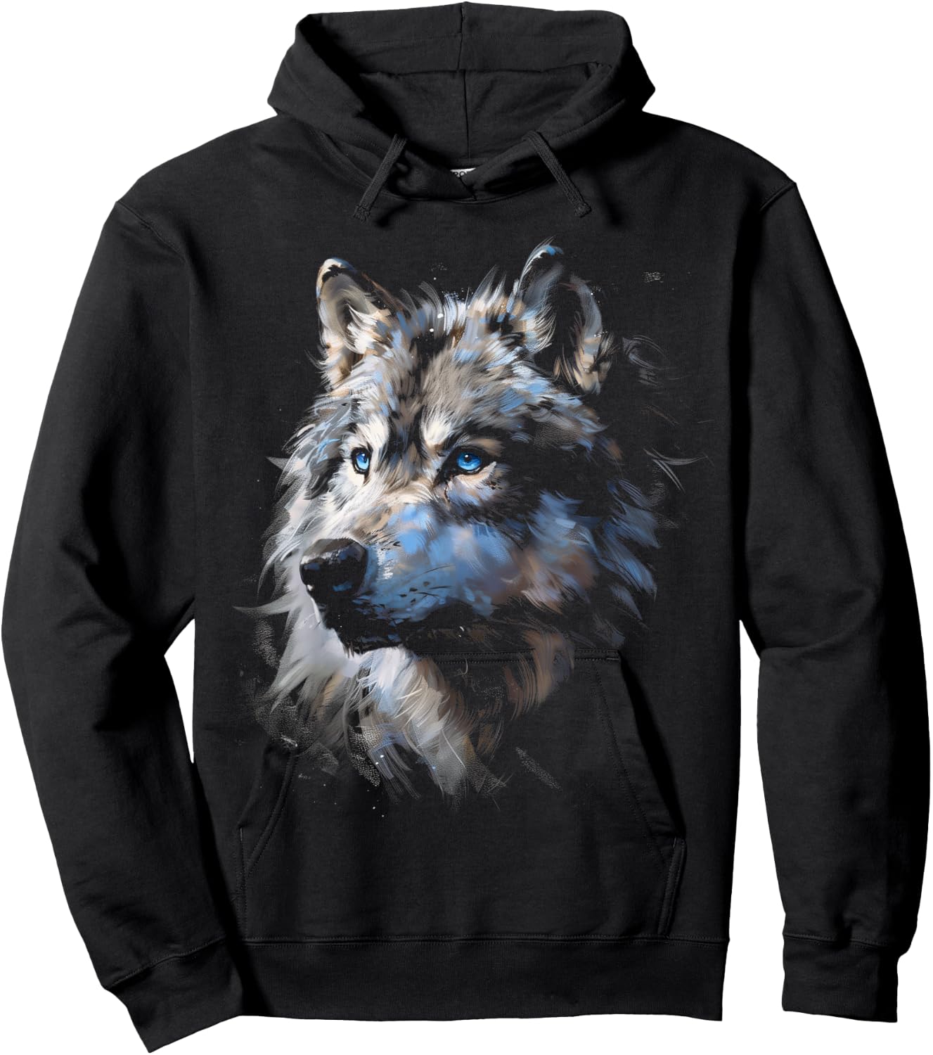 Alpha Wolf Dark Fantasy Art Graphic Blue Eyes Wolf Lovers , black Hoodie - Hoodie | Black
