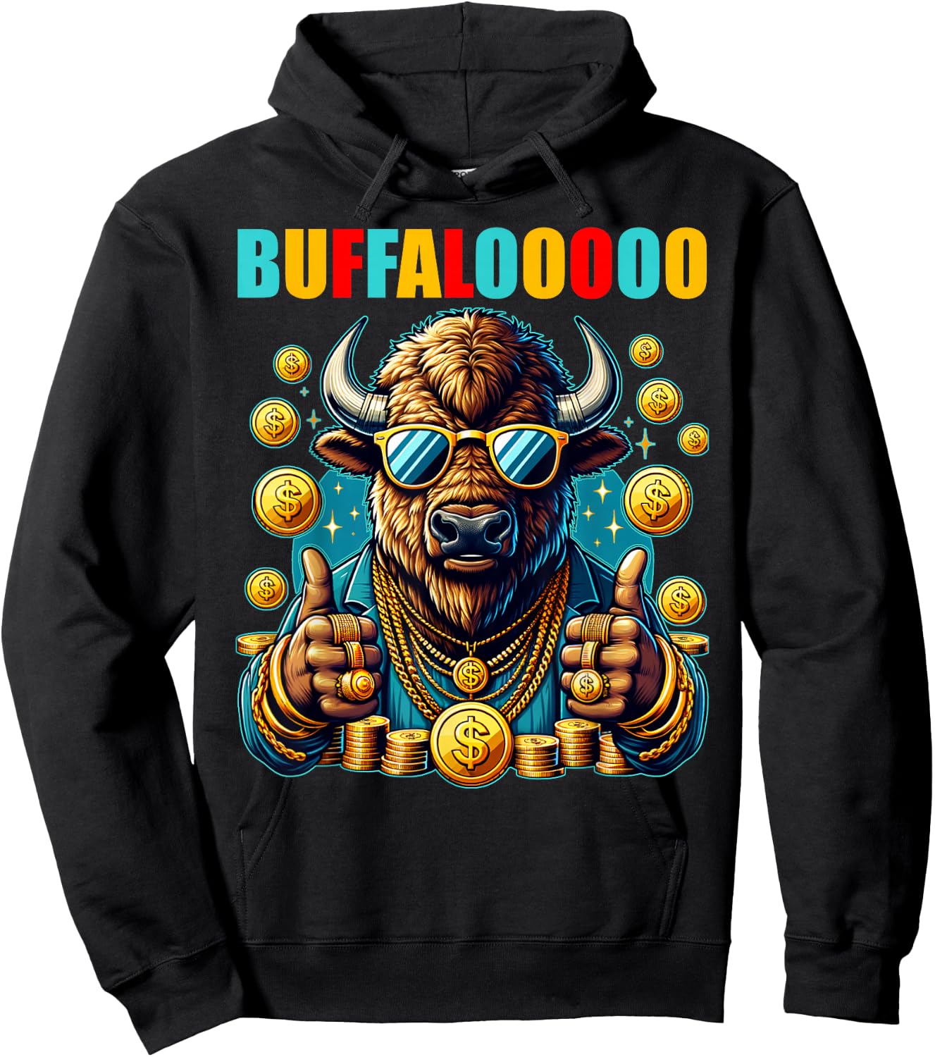 Lucky Buffalo Casino Slot Machine BUFFALOOOOO Gambling Hoodie - Hoodie | Black