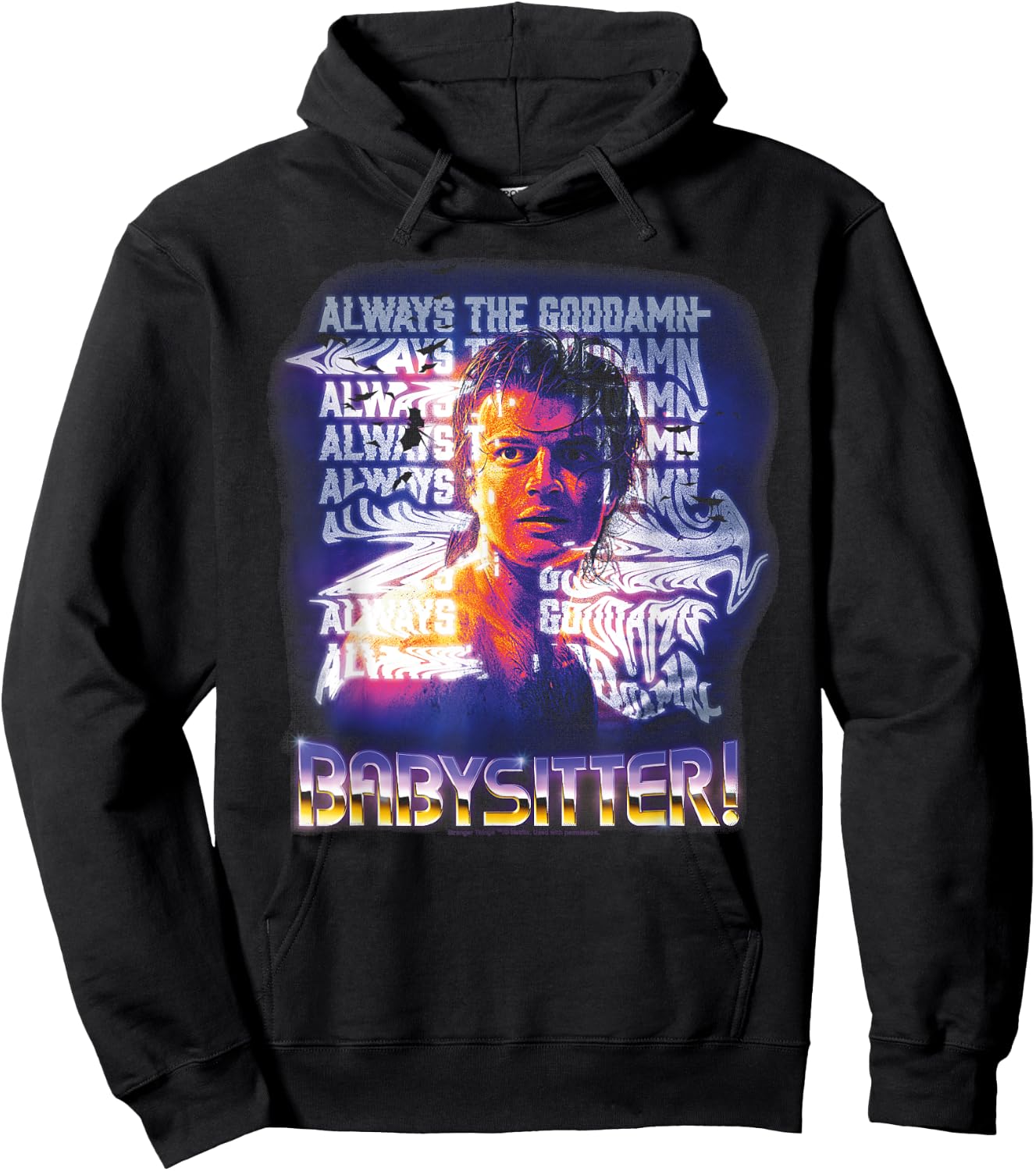 Stranger Things Always, Steve Harrington's Babysitter , Black, S Hoodie - Hoodie | Black