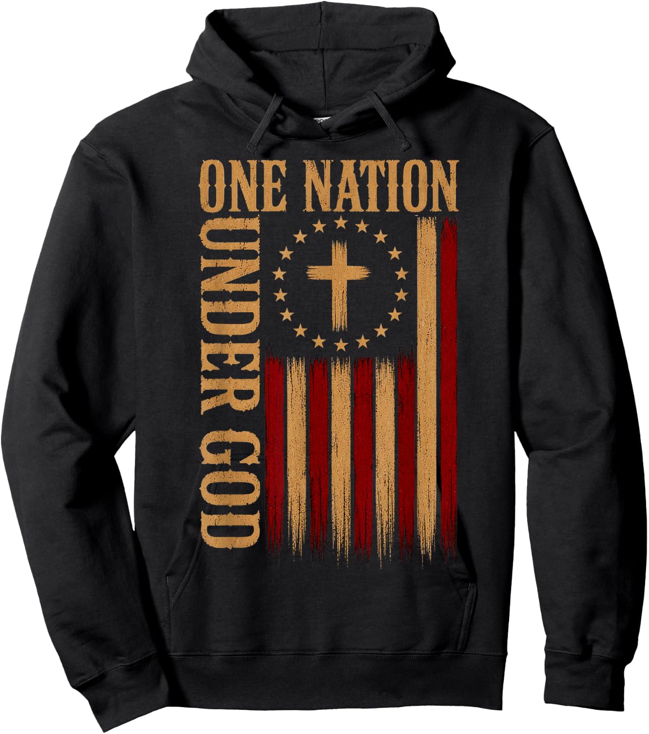 One Nation Under God Patriotic Christian American Flag Hoodie - Hoodie | Black